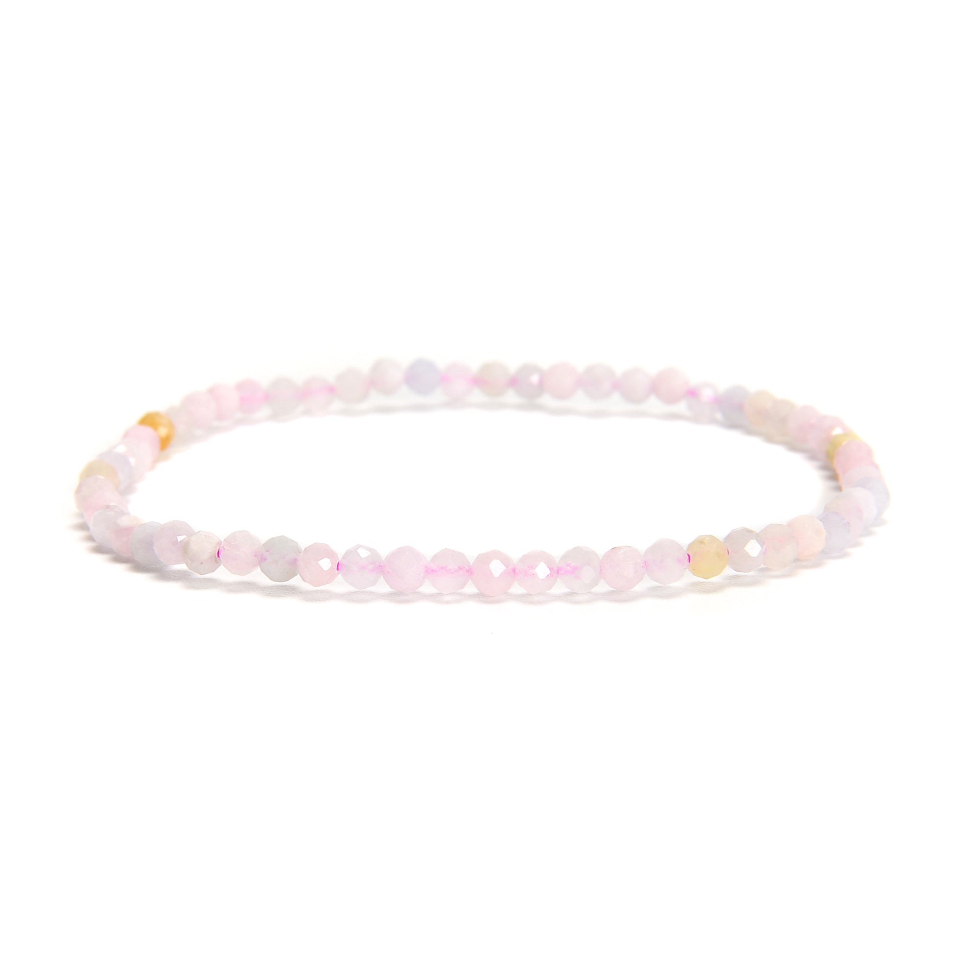 Natural Gemstone Faceted Round Beaded Elastic Bracelet - 2mm, 3mm, 4mm Sizes - 7.5