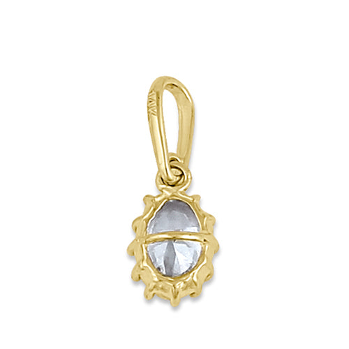 14K Solid Yellow Gold CZ Oval Pendant Necklace for Women - Elegant Cubic Zirconia Jewelry Gift for Birthday, Anniversary & Valentine's Day