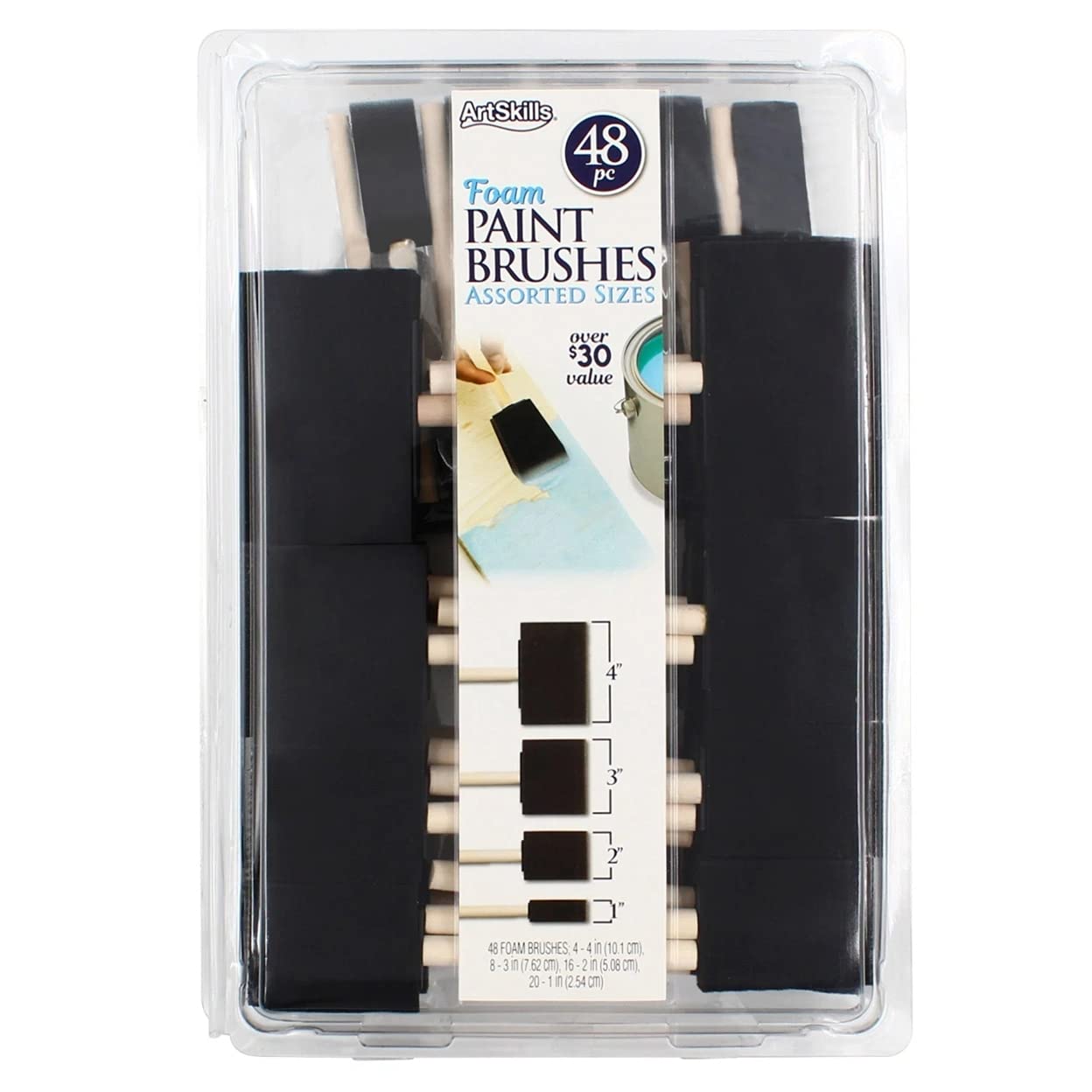 ArtSkills Bulk Foam Paint Brushes - 48-Pack Assorted Sizes (1