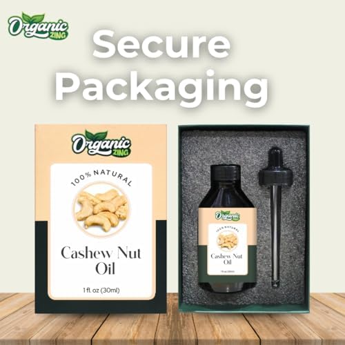 Organic Zing Cashew Nut (Anacardium Occidentale) Oil - 100% Pure Natural Carrier Oil for Skin Care, Hair Growth & Aromatherapy Massage | 30ml/1.01fl oz | Moisturizing Face Serum, Scalp Treatment & Relaxing Body Oil