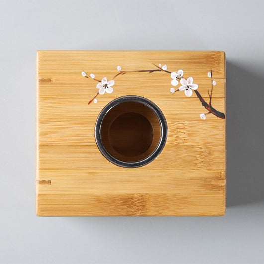Plum Blossom Bamboo Candle Teapot Warmer - Handmade Tea Light Candle Holder for Home Decor & Aromatherapy | Perfect for Tea Parties, Spa Relaxation & Cozy Evenings