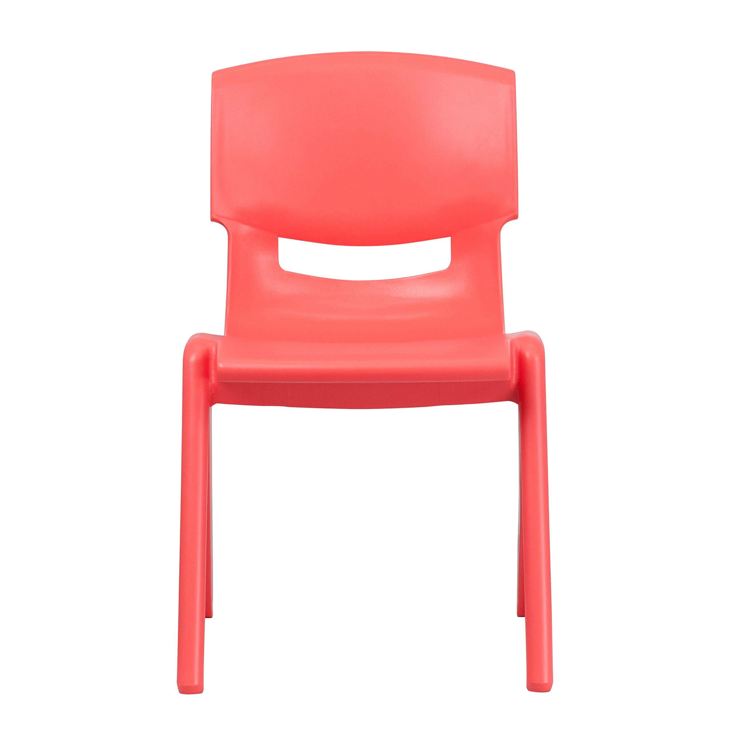 EMMA + OLIVER 4 Pack Red Plastic Stackable School Chairs - 15.5
