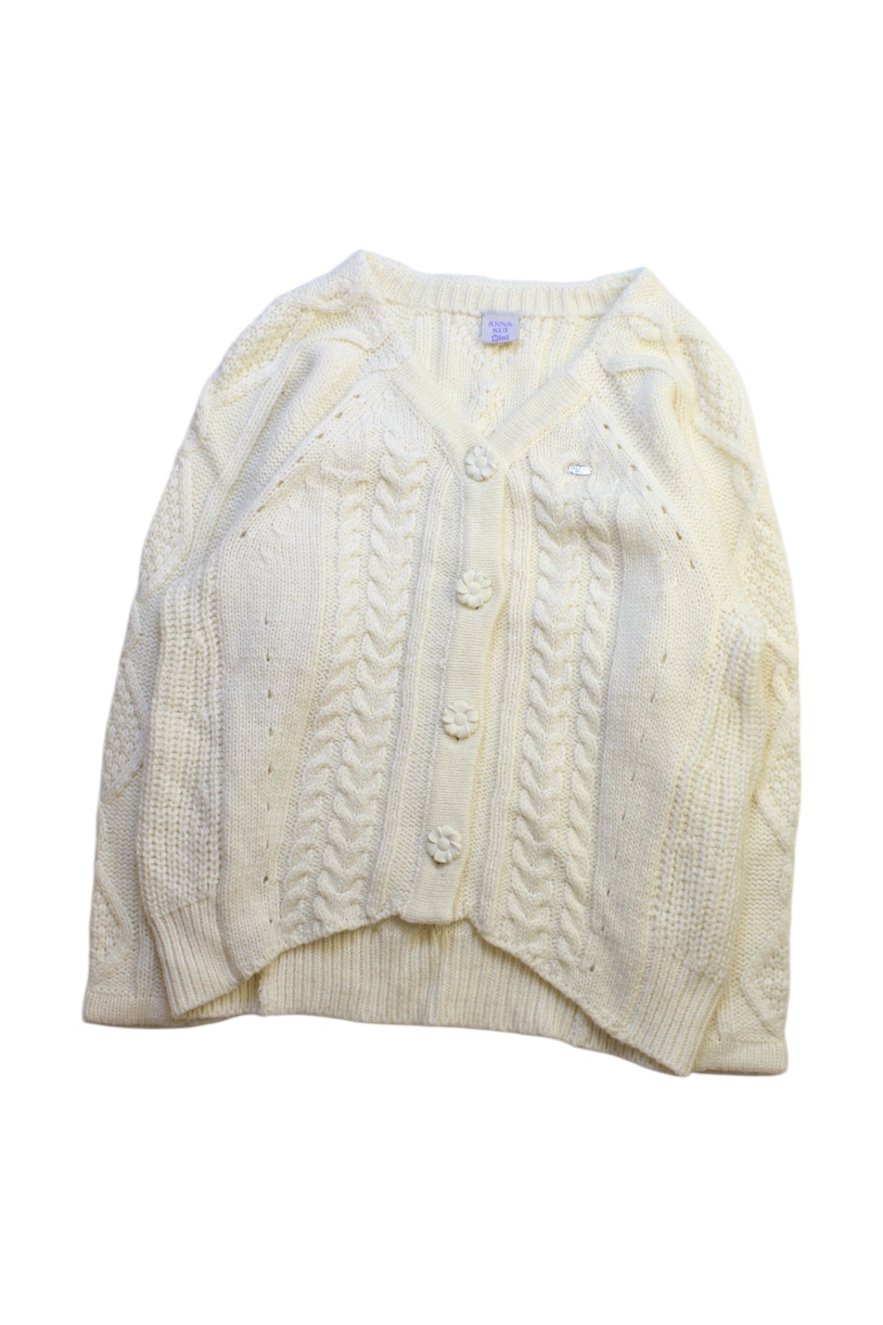 Anna Sui Women's Wool Cardigan Sweater - Size 14Y (Youth/Teen) - Cozy Winter Knitwear for School, Casual Outfits & Layering
