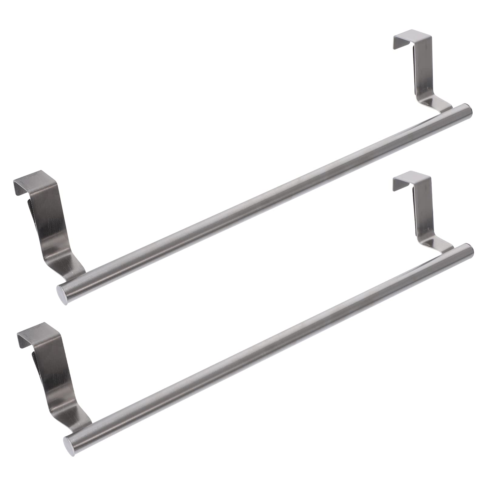 4-Pack Stainless Steel Over Door Towel Rack - No Drill Hanging Towel Holder for Bathroom, Kitchen, Cabinet & Cupboard Doors - Space-Saving Storage Solution for Small Spaces