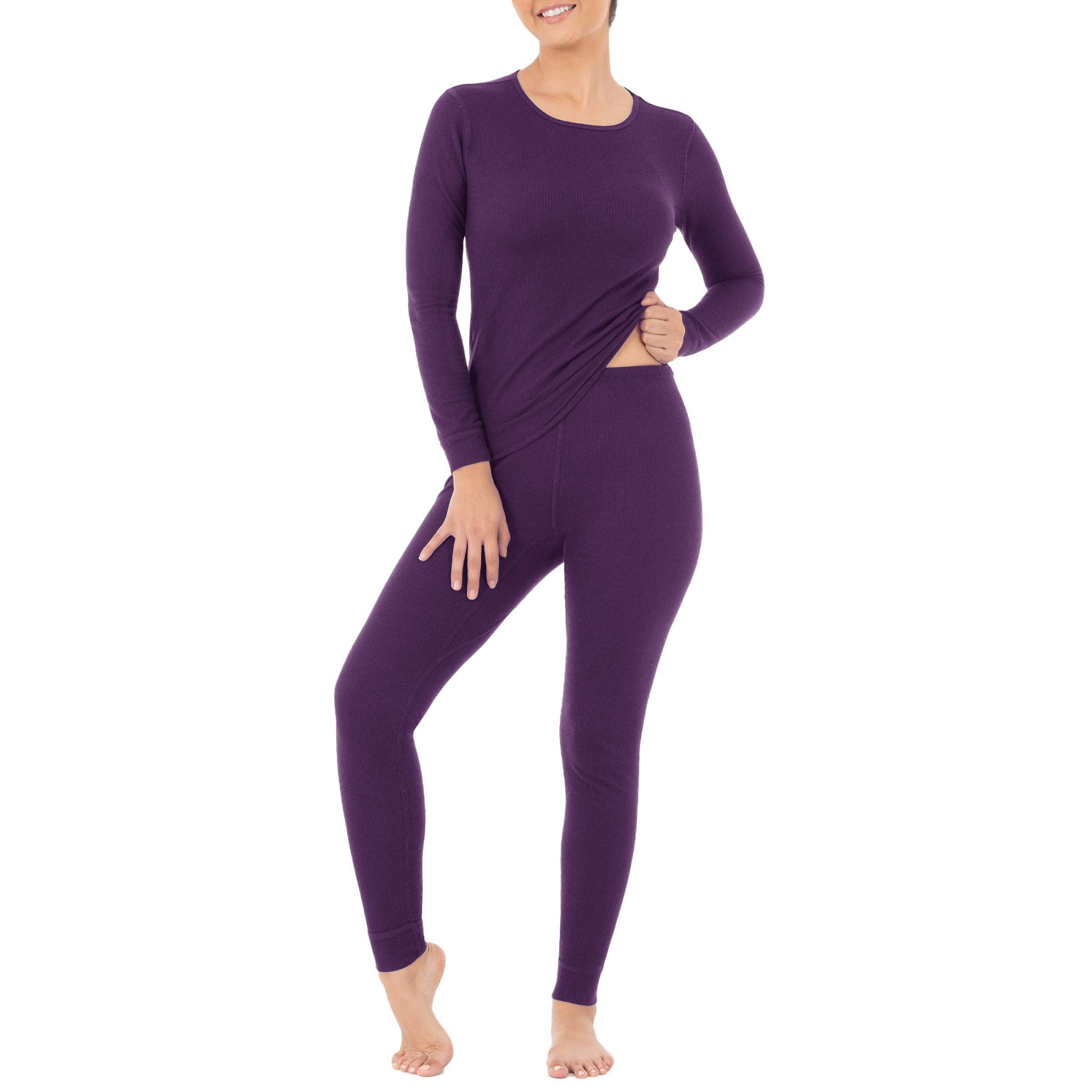 Fruit of the Loom Women's Micro Waffle Thermal Underwear Set - Soft & Warm Long Sleeve Top & Pants for Winter, Cold Weather & Layering | Cozy Loungewear & Sleepwear