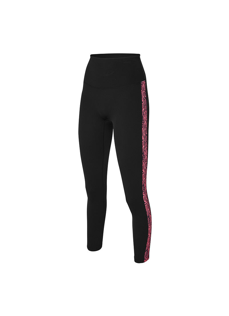 Black Label Power Rise Python Color Block Leggings - High Waisted Yoga Pants for Women, Gym Workout Leggings with Moisture Wicking & 4-Way Stretch - Perfect for Running, Fitness & Lounge Wear
