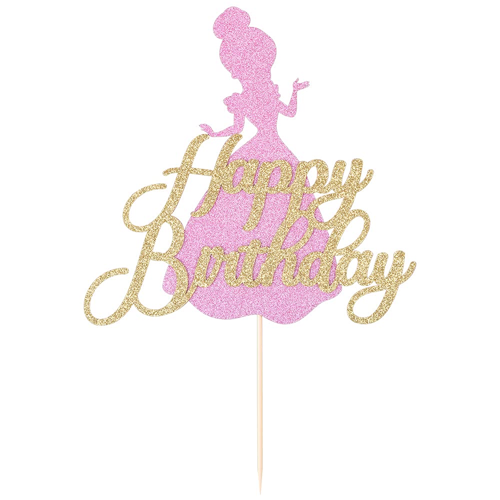 Happy Birthday Princess Cake Topper | Baby Shower & Girls Birthday Party Decorations | Cake Decorating Supplies for Princess Theme Parties | Perfect for Birthdays, Baby Showers & Special Celebrations