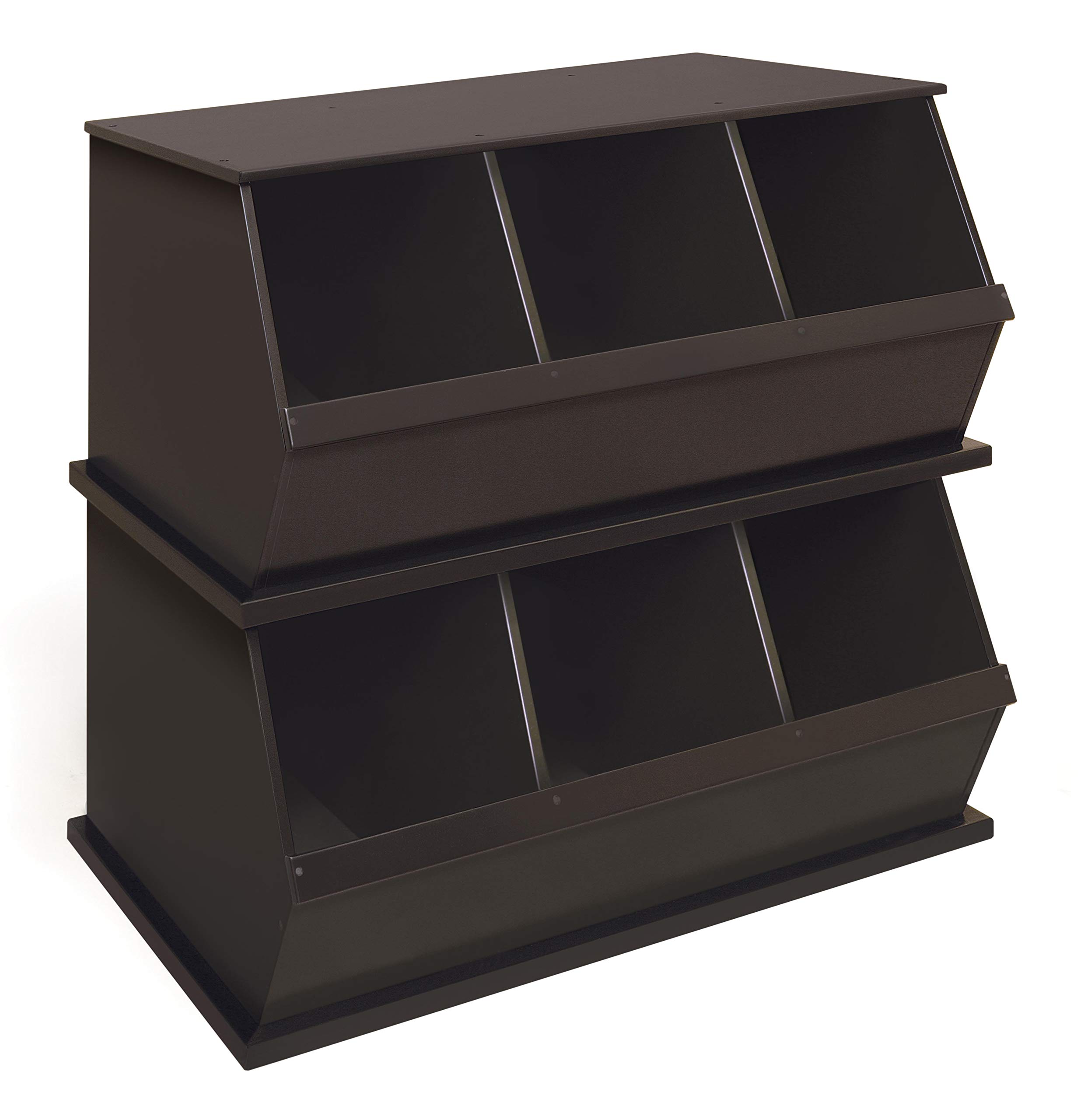 Badger Basket 3-Bin Stackable Toy Storage Organizer - Espresso Finish | Kids Room, Playroom & Nursery Organization Solution