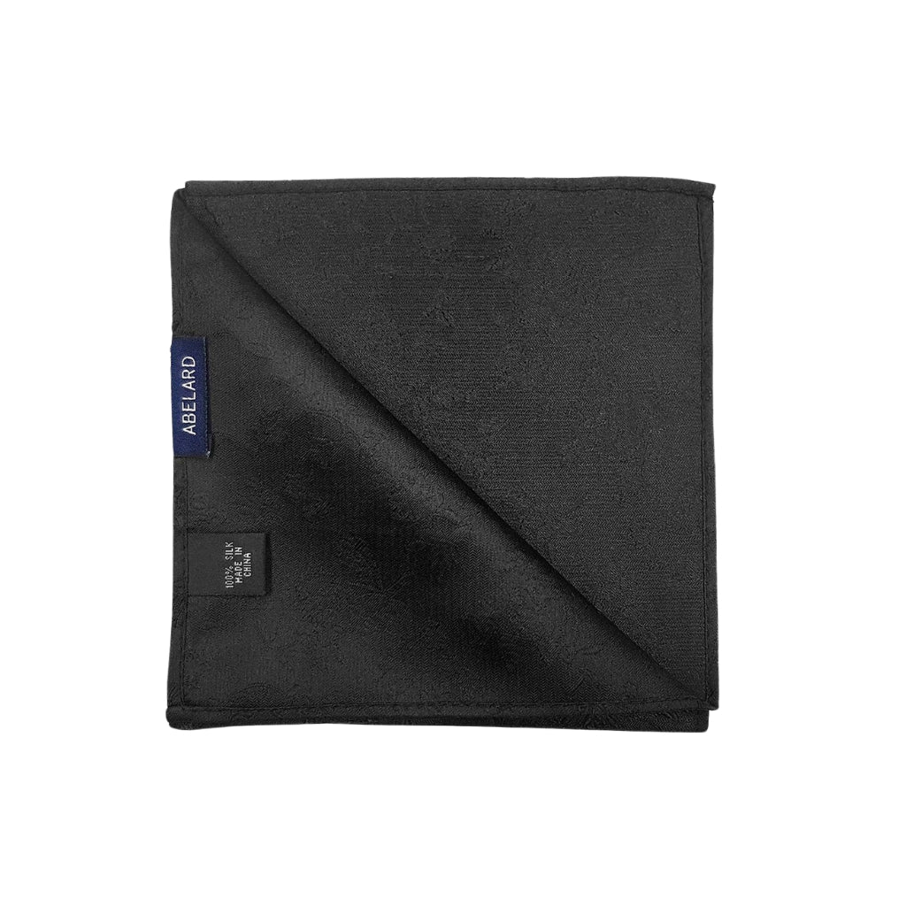 ABELARD Paisley Pocket Square - Premium Silk Pocket Square for Men - Black Luxury Handkerchief for Suits, Weddings & Formal Events