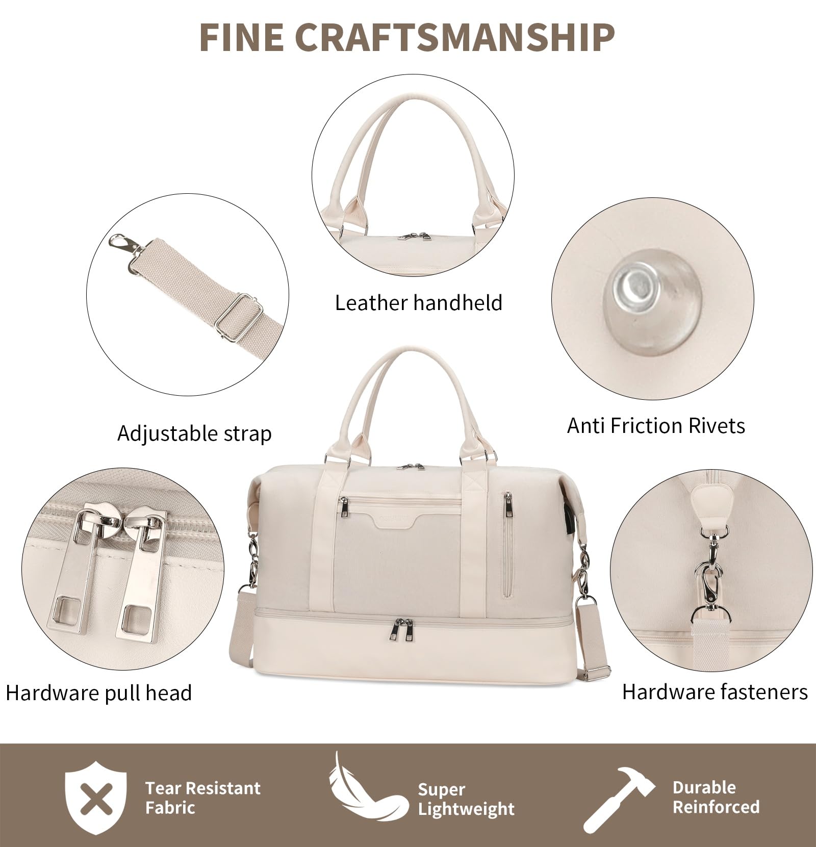 Stylish Women's Weekender Bag - Spacious Overnight Travel Duffel with Detachable Shoe Compartment | Perfect for Weekend Getaways, Gym, Business Trips & Airplane Carry-On