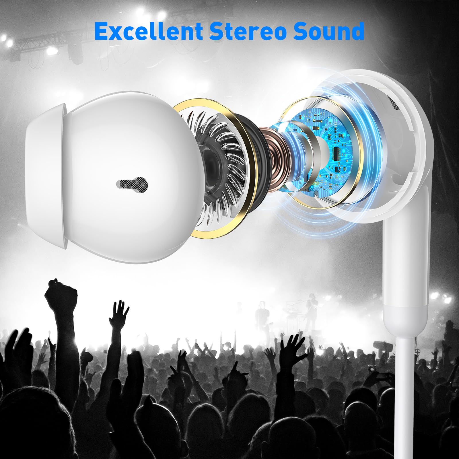 Wired Earbuds with Microphone & Volume Control - 3.5mm Lightweight In-Ear Headphones for MacBook Pro/Air, iPhone, Samsung, Android, PC, Gaming Console - Perfect for School, Work, Gaming & Travel