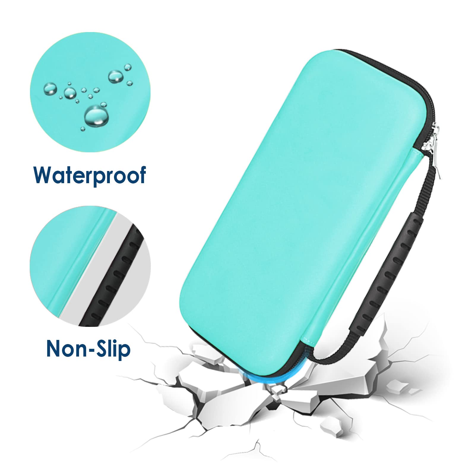 Simpeak Switch Lite Accessories Bundle - Hard Shell Travel Carrying Case with Tempered Glass Screen Protector & Silicone Protective Cover - Sky Blue Storage Bag for Nintendo Switch Lite Console & Games - Perfect for Kids, Boys & Girls Travel Protection