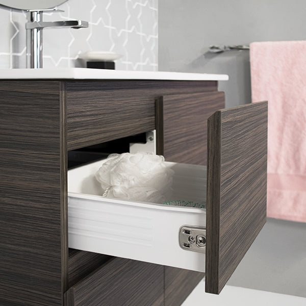 ADP Glacier Lite Ensuite Door and Drawer Twin Vanity with Ceramic Top - Modern Bathroom Vanity Set for Small Spaces, Perfect for Guest Bathrooms and Powder Rooms