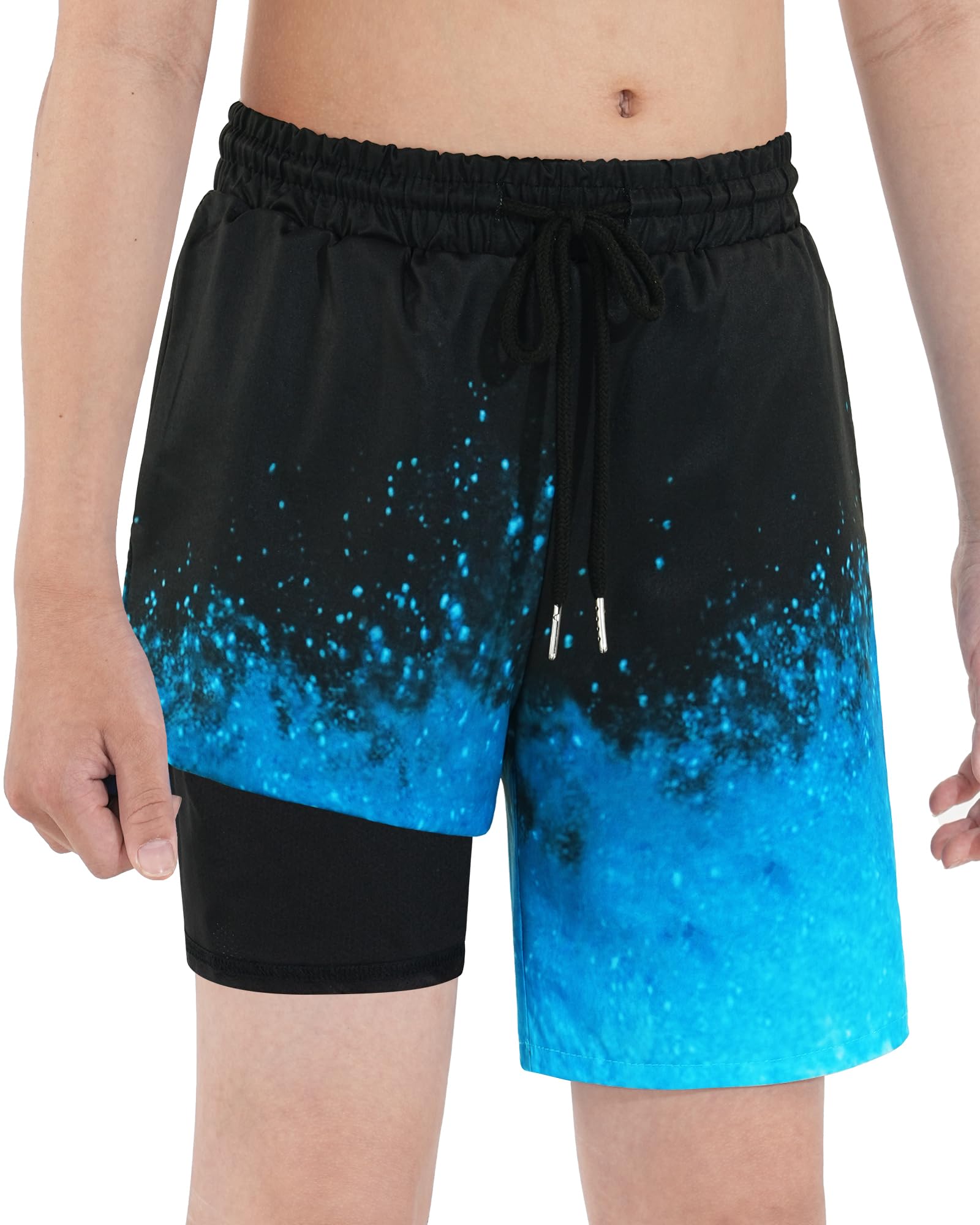 HASMES Boys Swim Trunks with Compression Liner - Quick Dry Bathing Suits & Board Shorts for Kids & Teens (Ages 5-14) - Perfect for Swimming, Beach, Pool & Water Sports