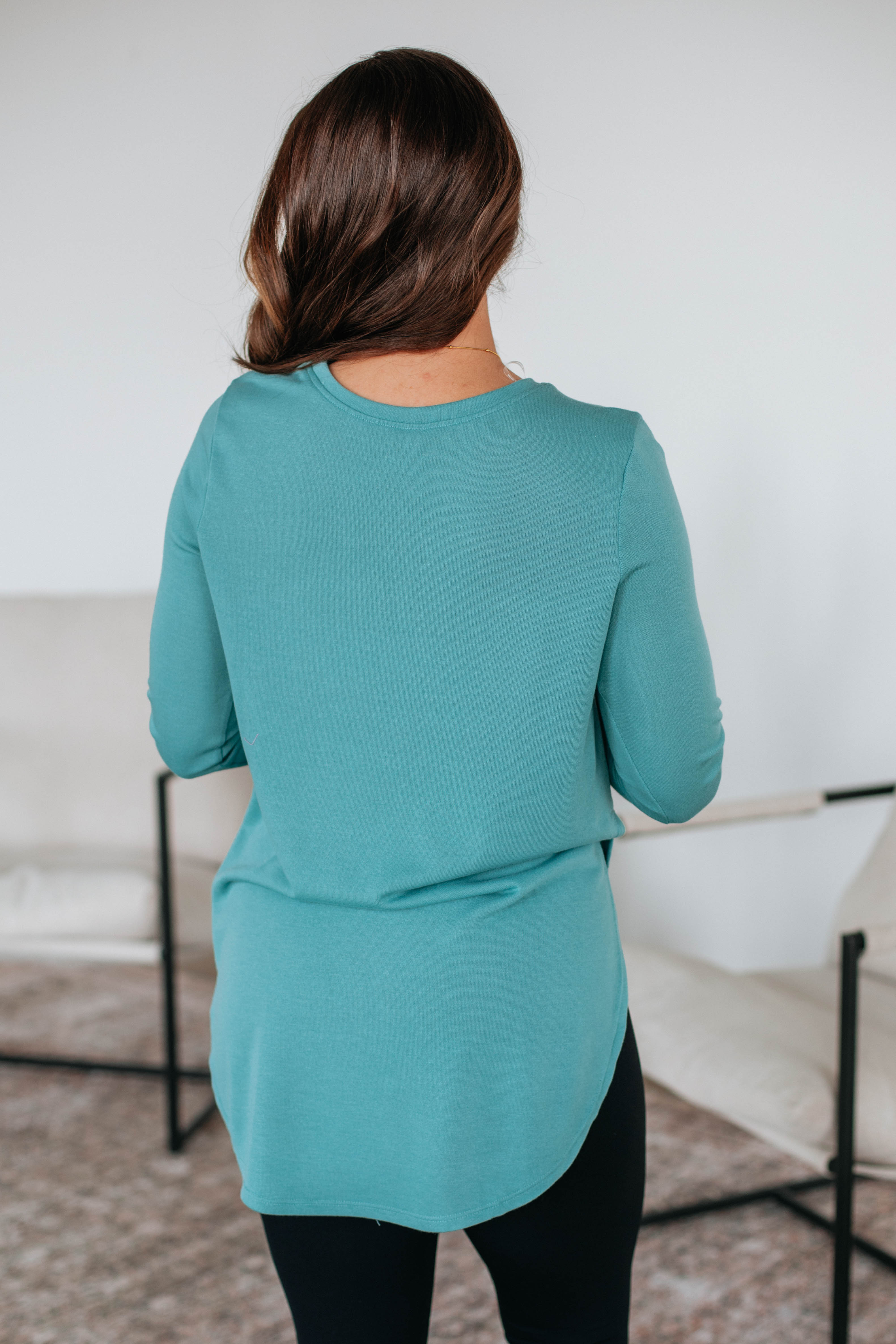 Jardin Women's Long Sleeve T-Shirt in Dusty Teal - Comfortable Casual Top for Everyday Wear, Office & Outings