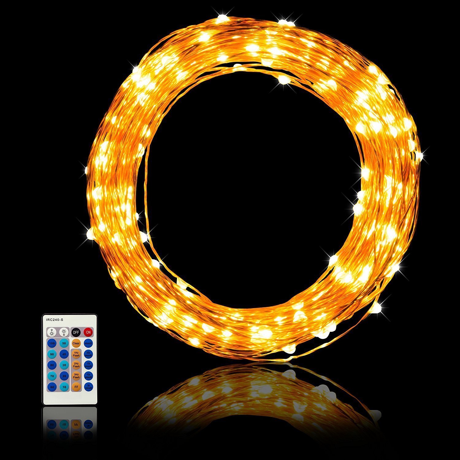 Weico 99ft 300 LED Dimmable String Lights with Remote Control - Waterproof Copper Wire Fairy Lights for Bedroom, Garden, Wedding, Party Decor | Indoor & Outdoor Decorative Lighting (Warm White)