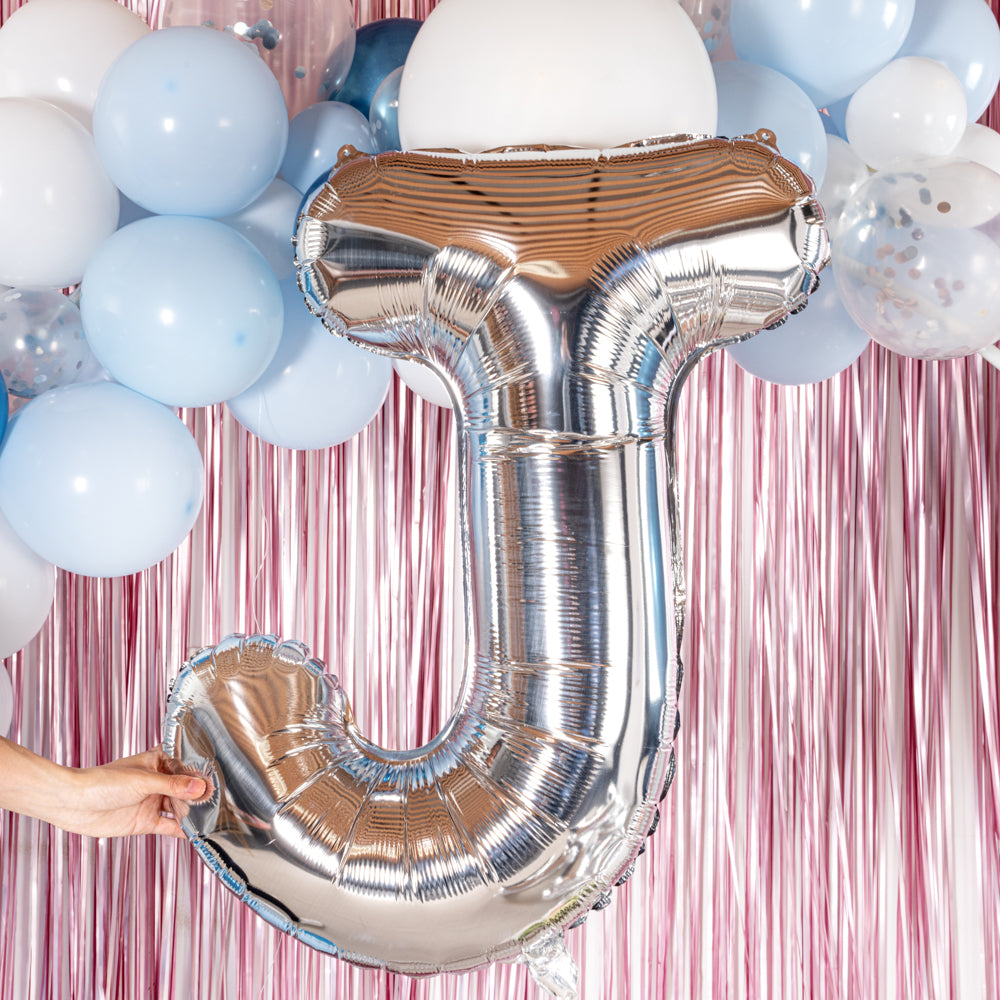 Balloonify Silver Mylar Letter J Balloon - 40 Inch Large Foil Alphabet Balloon for Birthday Parties, Baby Showers & Graduation Decorations - 1 Count Box