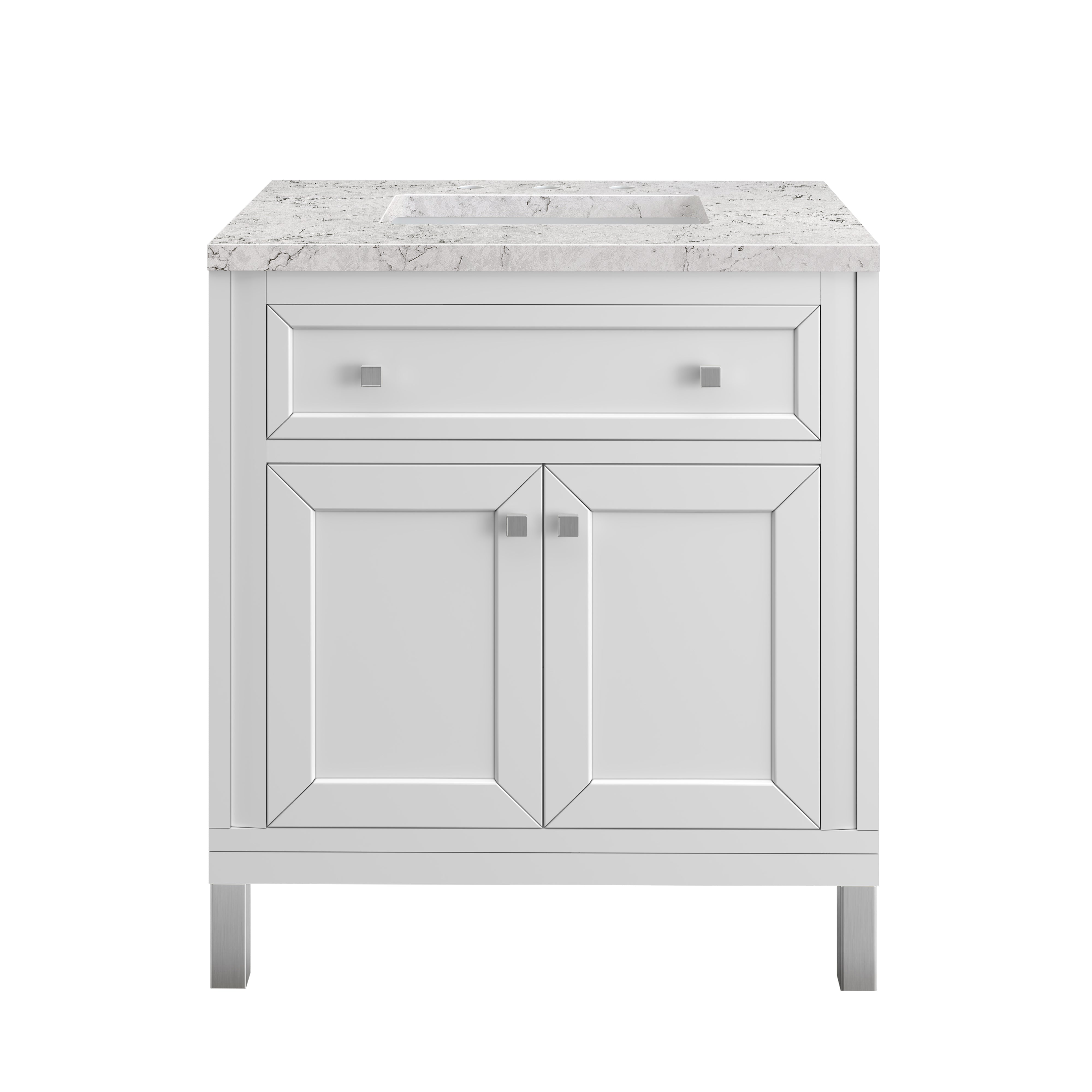 Chicago Knobs and Legs Set for V30 & V36 Cabinets - Brushed Nickel Finish - Cabinet Hardware Replacement Parts for Kitchen & Bathroom Renovation