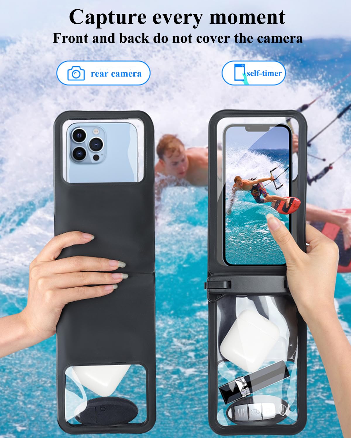 **Waterproof Phone Pouch for iPhone 15/14/13/12 Pro Max & Galaxy S24/S23 – Series 9 Plus Double Space Dry Bag – Perfect for Swimming, Beach & Vacation**