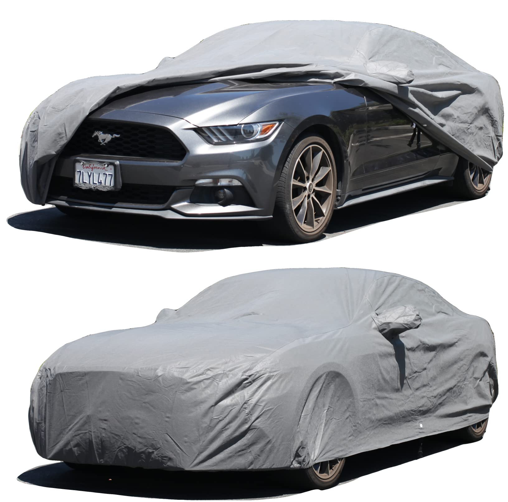 Custom Fit Car Cover for Ford Mustang 2015-2023 | XTREMECOVERPRO Platinum Series Grey Waterproof Dustproof UV Protection | Indoor/Outdoor Car Protection for Parking, Travel & Storage