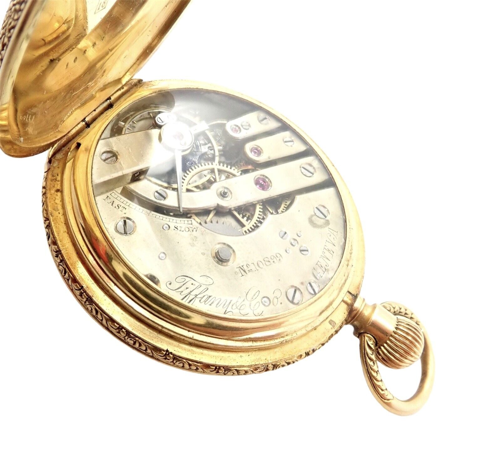 Vintage Tiffany & Co. Geneva 18K Yellow Gold Ladies Pocket Watch 36mm - Elegant Antique Timepiece for Women's Fashion & Collectible Gift