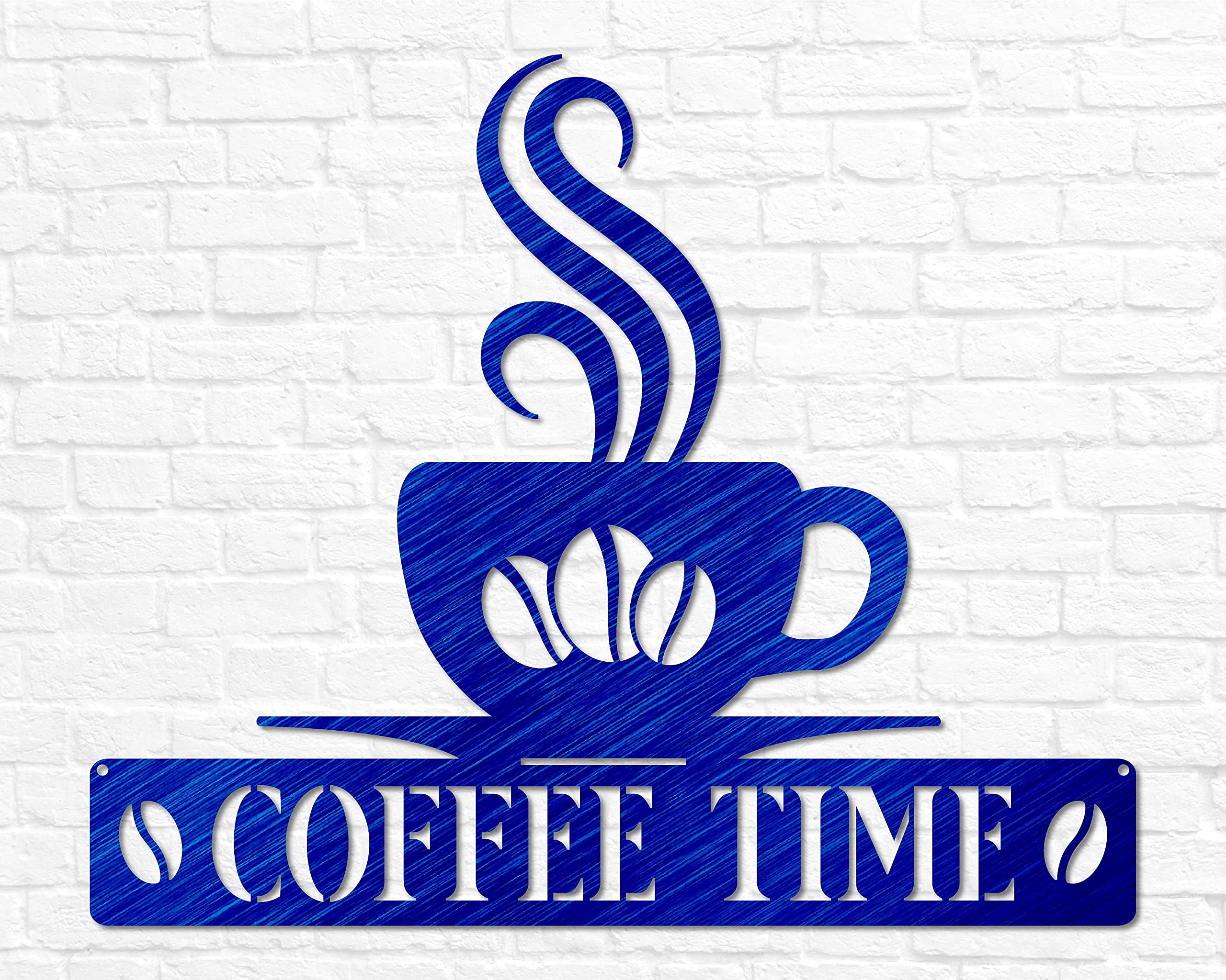 Coffee Sign Metal Wall Art for Kitchen Decor, Steel Coffee Time Sign, Rustic Coffee Wall Decor for Home, Cafe, or Office