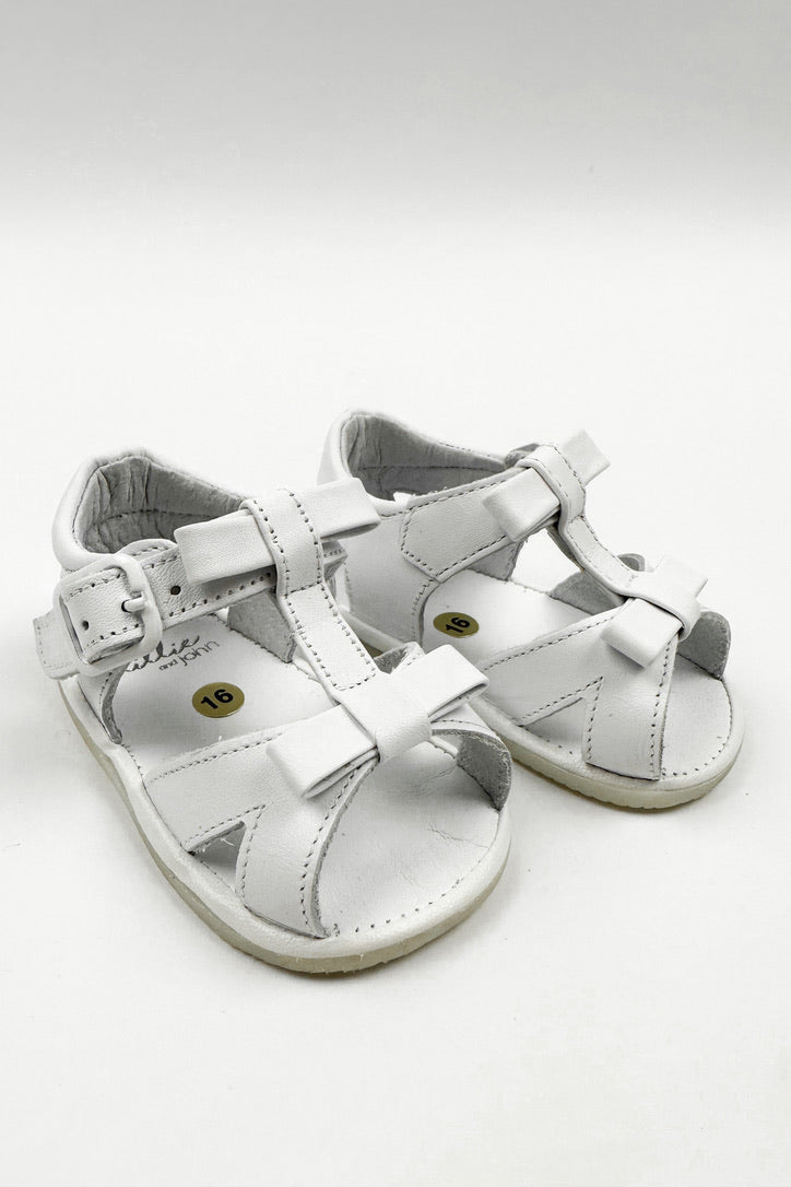 Gabriela Women's White Leather Sandals - Comfortable Summer Casual Shoes Size UK 0-4 | Perfect for Beach, Vacation & Everyday Wear