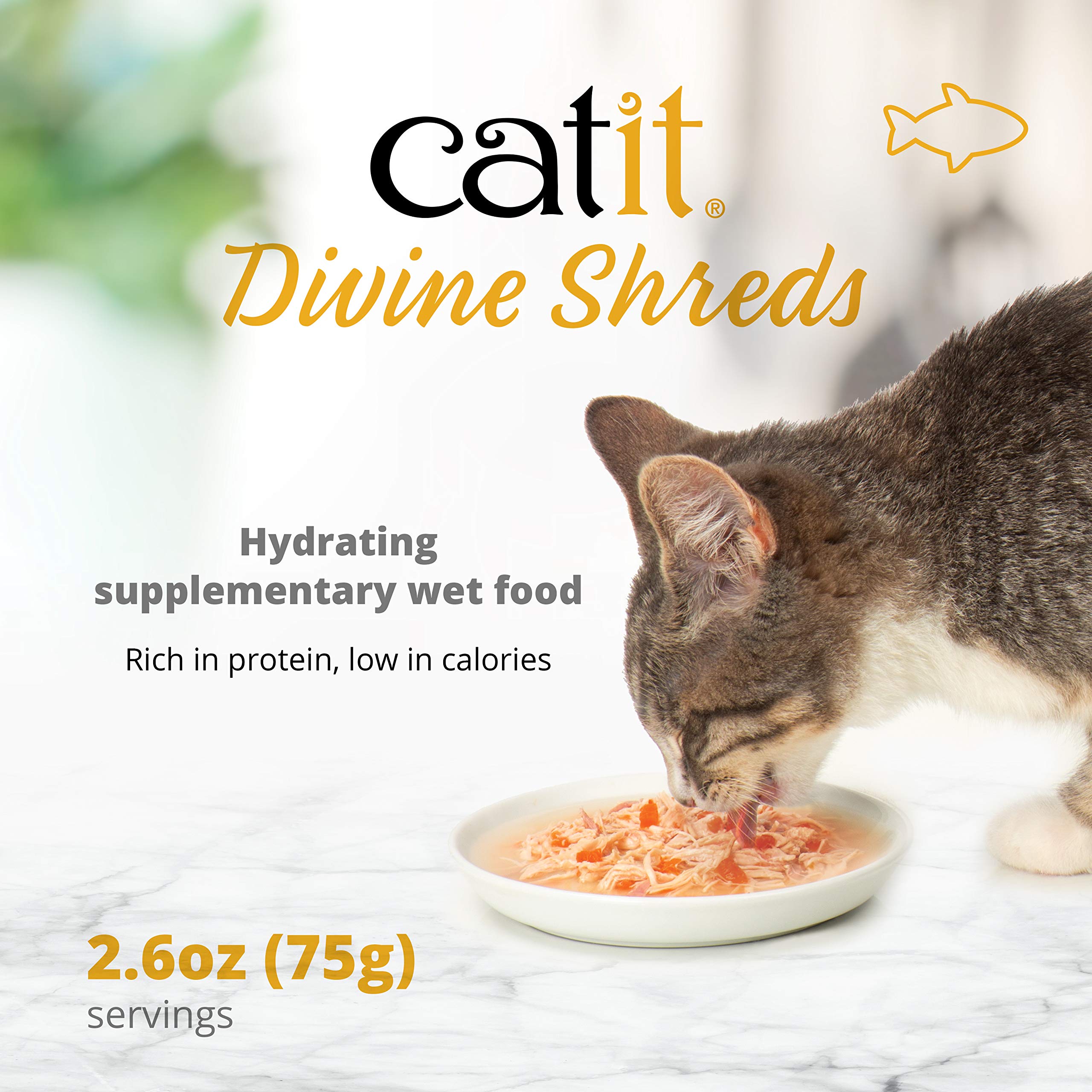 Premium Cat Food Topper - Catit Divine Shreds Tuna with Chicken & Wakame for Cats | High Protein Meal Enhancer | Perfect for Picky Eaters & Digestive Health | Use as Topper or Mixer for Dry or Wet Cat Food