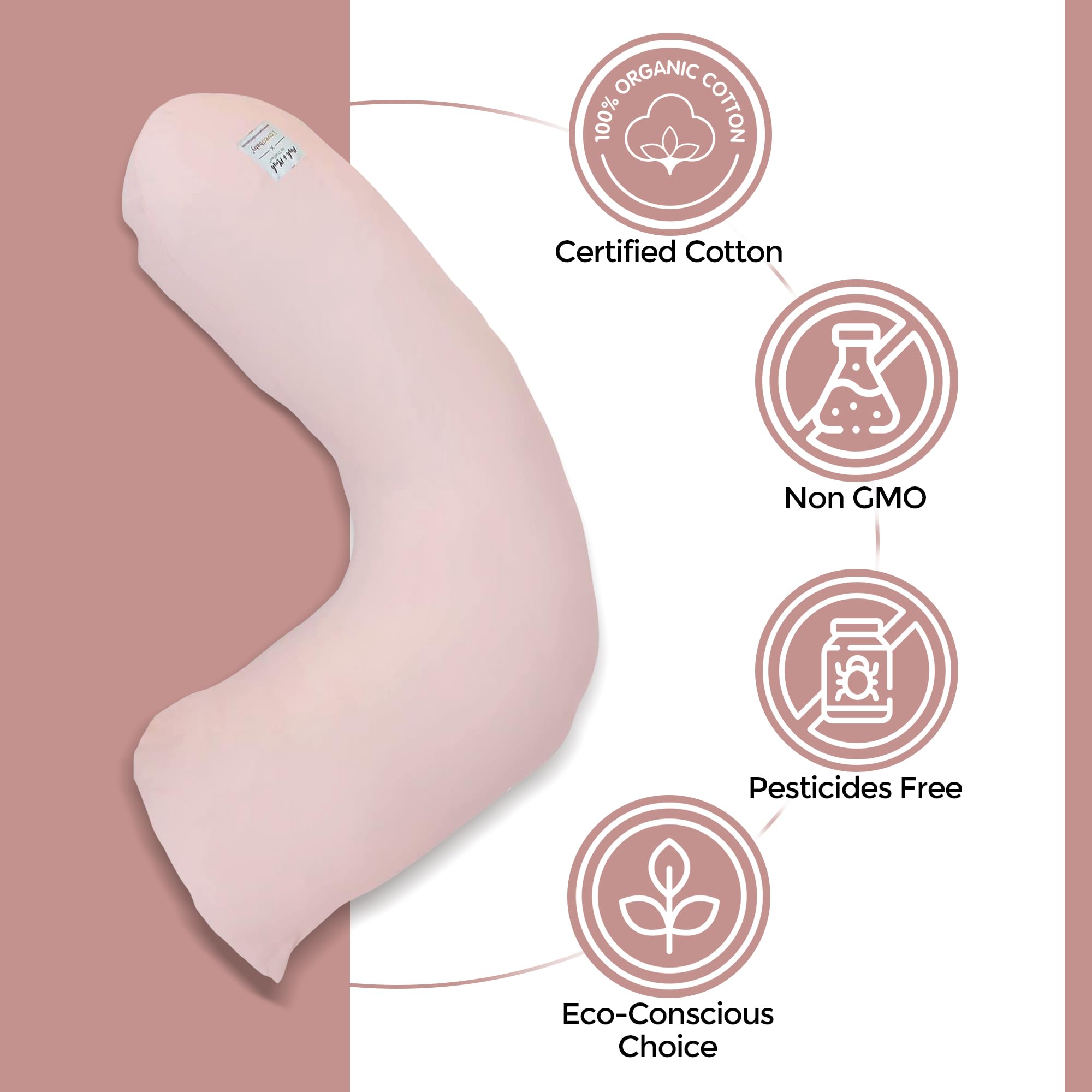 True Two x L'Ovedbaby Organic Nursing Pillow for Breastfeeding - Hypoallergenic & Machine Washable Baby Support Pillow (Blush) - Perfect for New Moms, Comfortable Feeding & Bonding Time at Home or On-the-Go