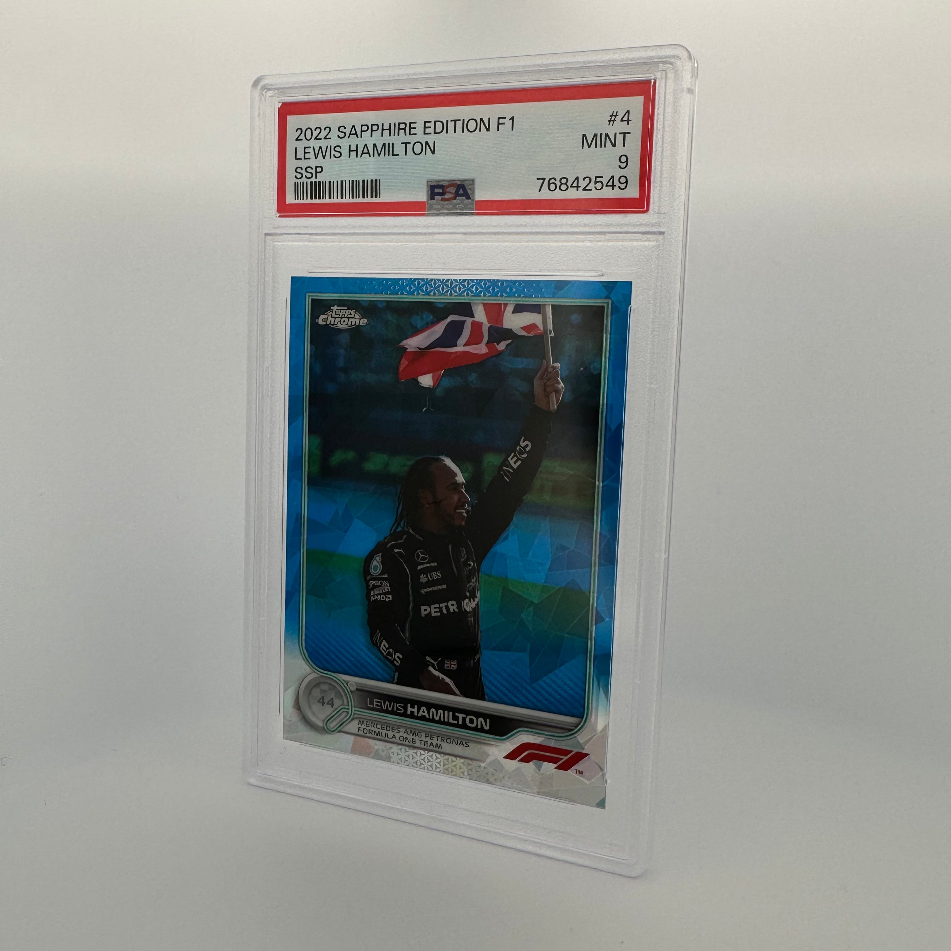 PSA 9 Lewis Hamilton #4 Sapphire Edition SSP - Rare F1 Trading Card for Collectors & Fans - Perfect for Display, Investment & Memorabilia