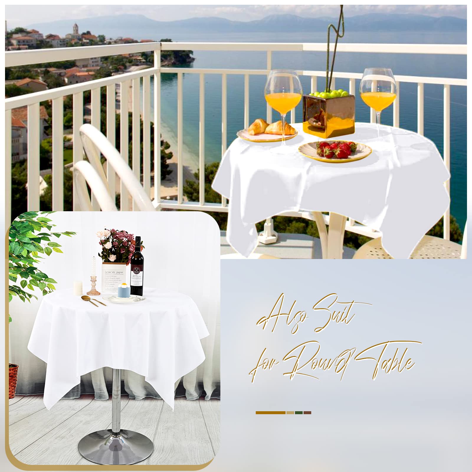8 Pack White Square Tablecloth 52x52 Inch - Stain & Wrinkle Resistant Washable Polyester Table Cover for Wedding, Buffet, Party Decor - Elegant Dining Table Linens for Home & Restaurant Use