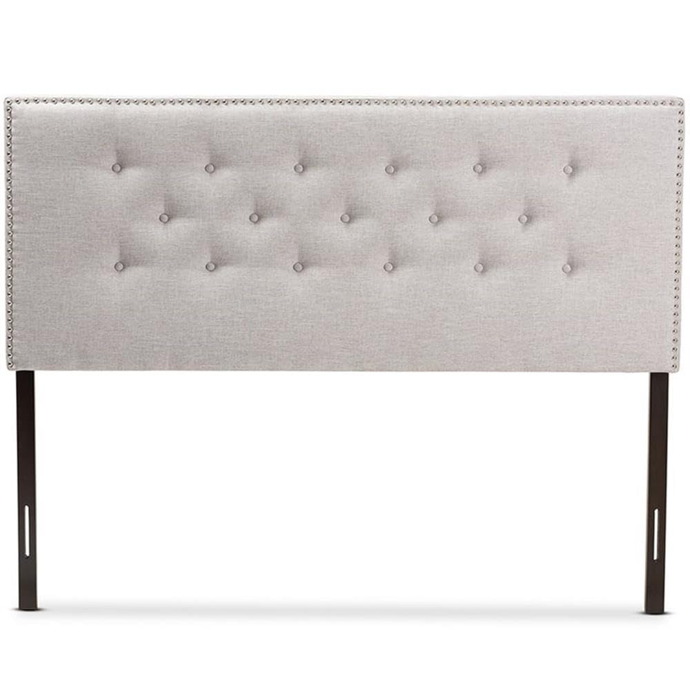 Baxton Studio Windsor Tufted King Size Upholstered Headboard in Grayish Beige - Luxurious Bedroom Upgrade for Master Suite or Guest Room