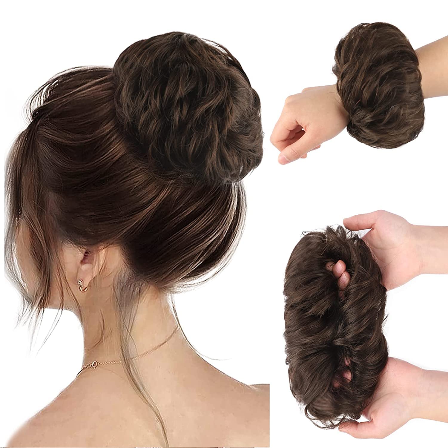 MoonEyes 1PC Brown Synthetic Fiber Hair Bun for Women & Girls - Perfect for Ballet, Cosplay & Everyday Hairstyles