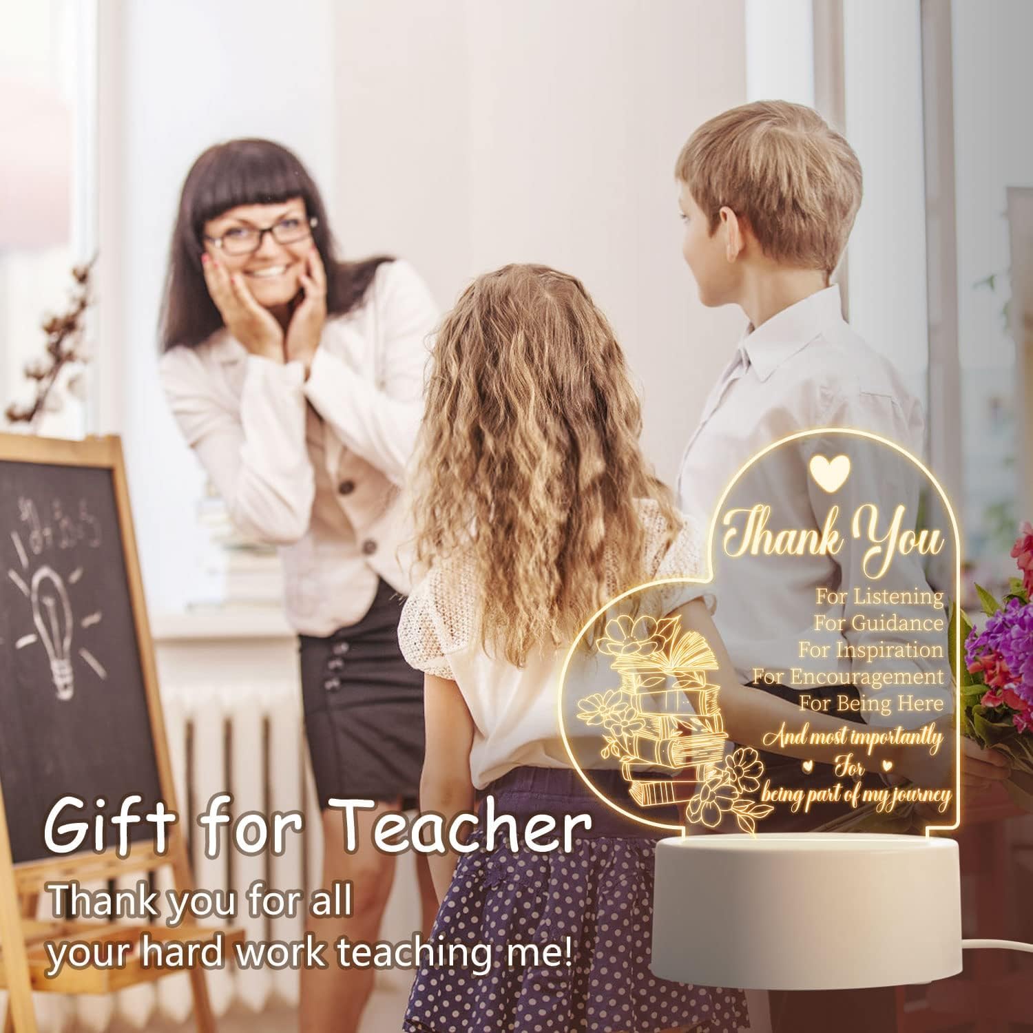 Best Teacher Gifts - Acrylic Night Light for Women | Birthday, Retirement & Thank You Presents for Classroom & Home