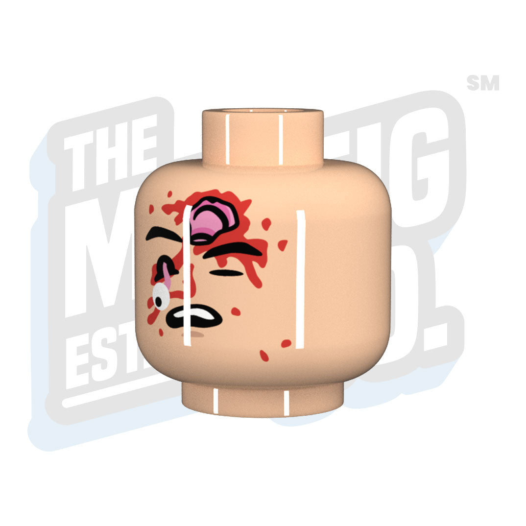 Brain Gash #02 Head (Light Flesh) - Realistic Halloween Prop for Horror Decorations, Cosplay, and Haunted House Scenes