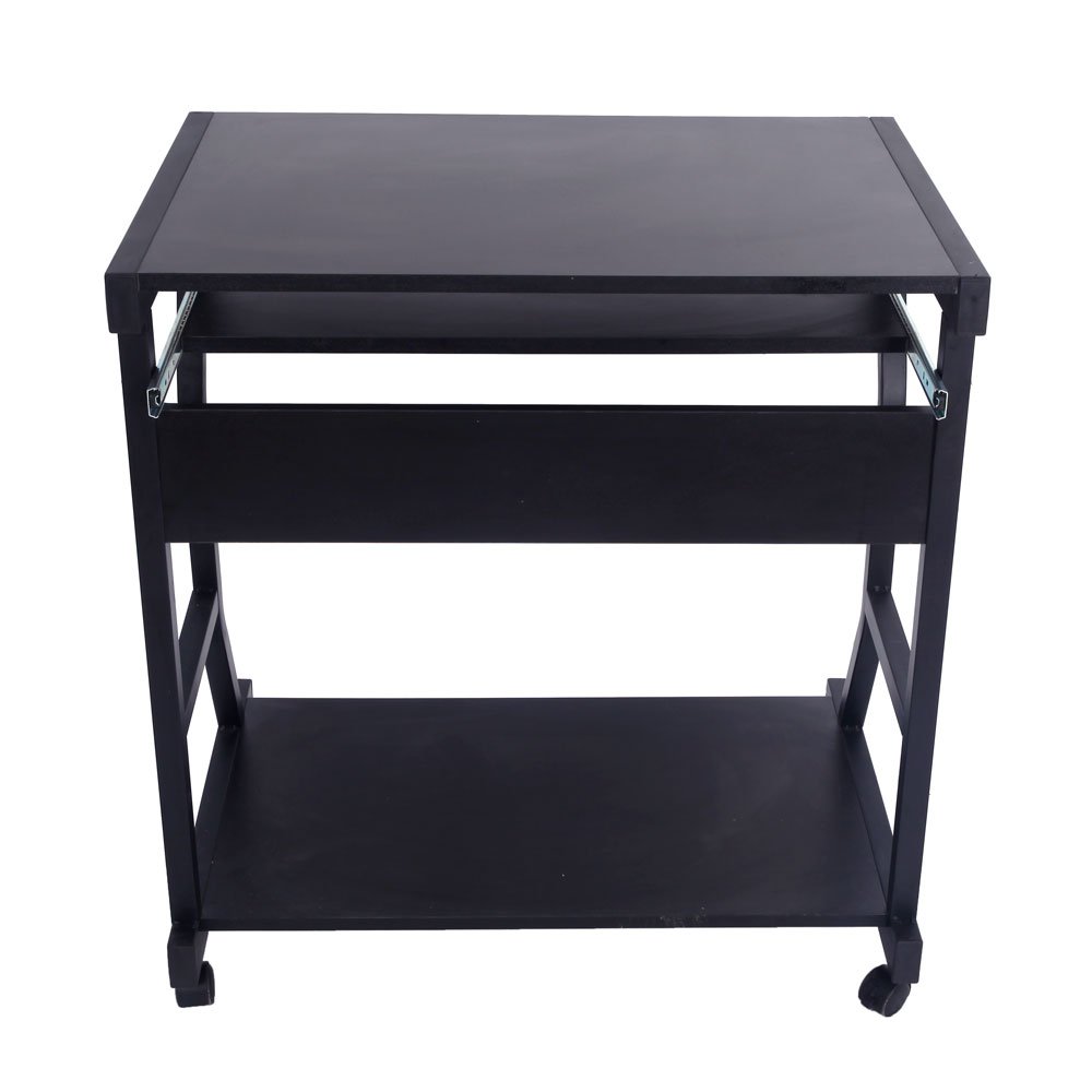 Adjustable Height Computer Desk with Wheels - Mobile Home Office Desk, Sturdy Black Writing Table for Work & Study - Perfect for Small Spaces & Remote Work