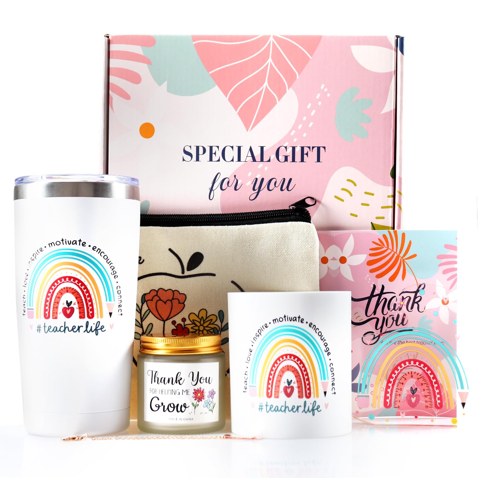 20oz Insulated Teacher Tumbler with Gift Box - Perfect Teacher Appreciation Gift for Women, Christmas, Birthday & Teachers Day - Great for Classroom, Office or Home Use