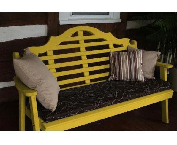 **A&L Furniture Yellow Pine Marlboro Garden Bench - Outdoor Patio Seating for Gardens, Parks, and Backyards**