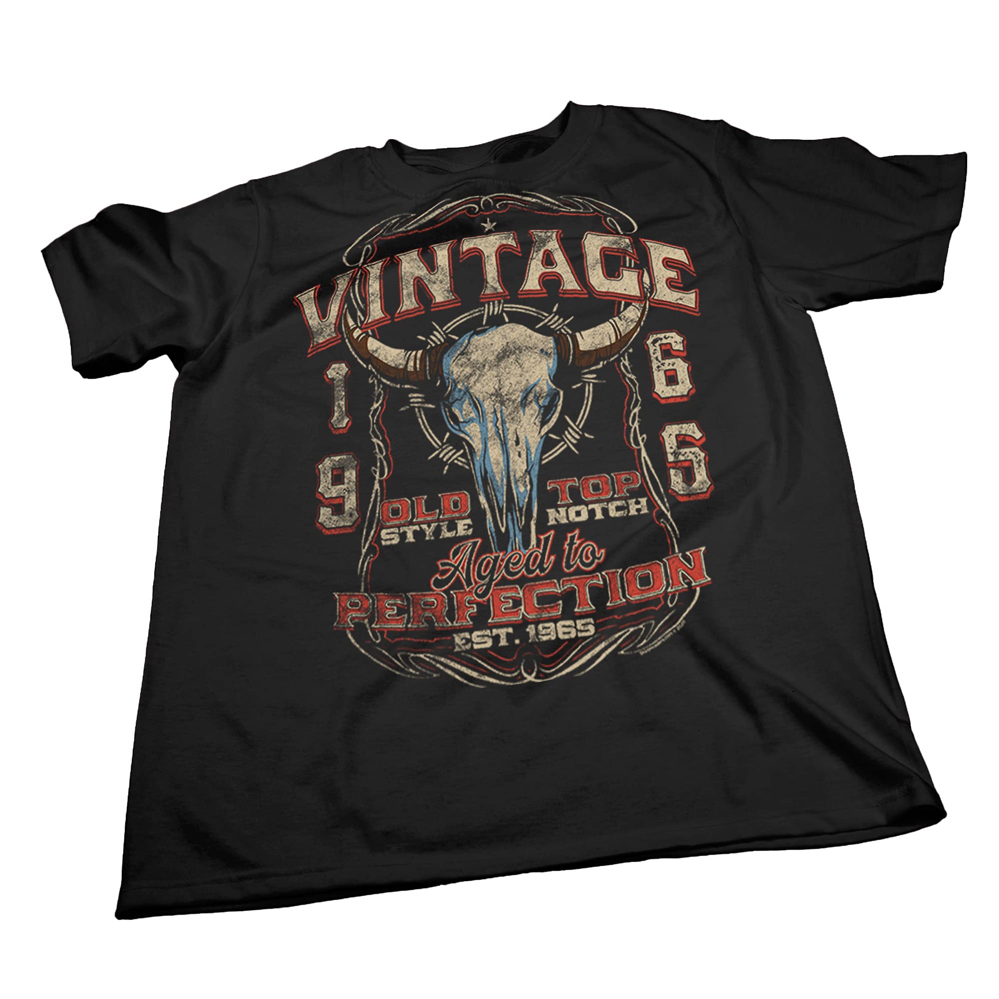 Vintage Bull Skull 1965 T-Shirt - Perfect 60th Birthday Gift for Men - Retro Aged Design - Ideal for Parties, Gag Gifts & Milestone Celebrations