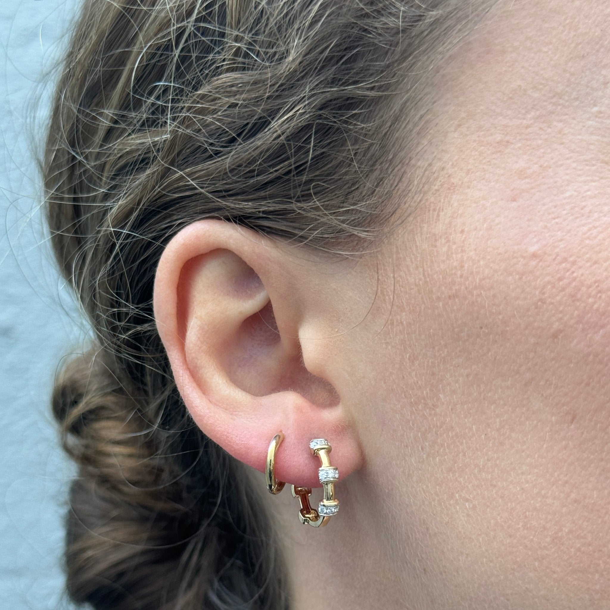 14K Yellow Gold Huggie Hoop Earrings with Diamonds - Elegant Everyday Jewelry for Women, Perfect for Work, Date Night & Special Occasions