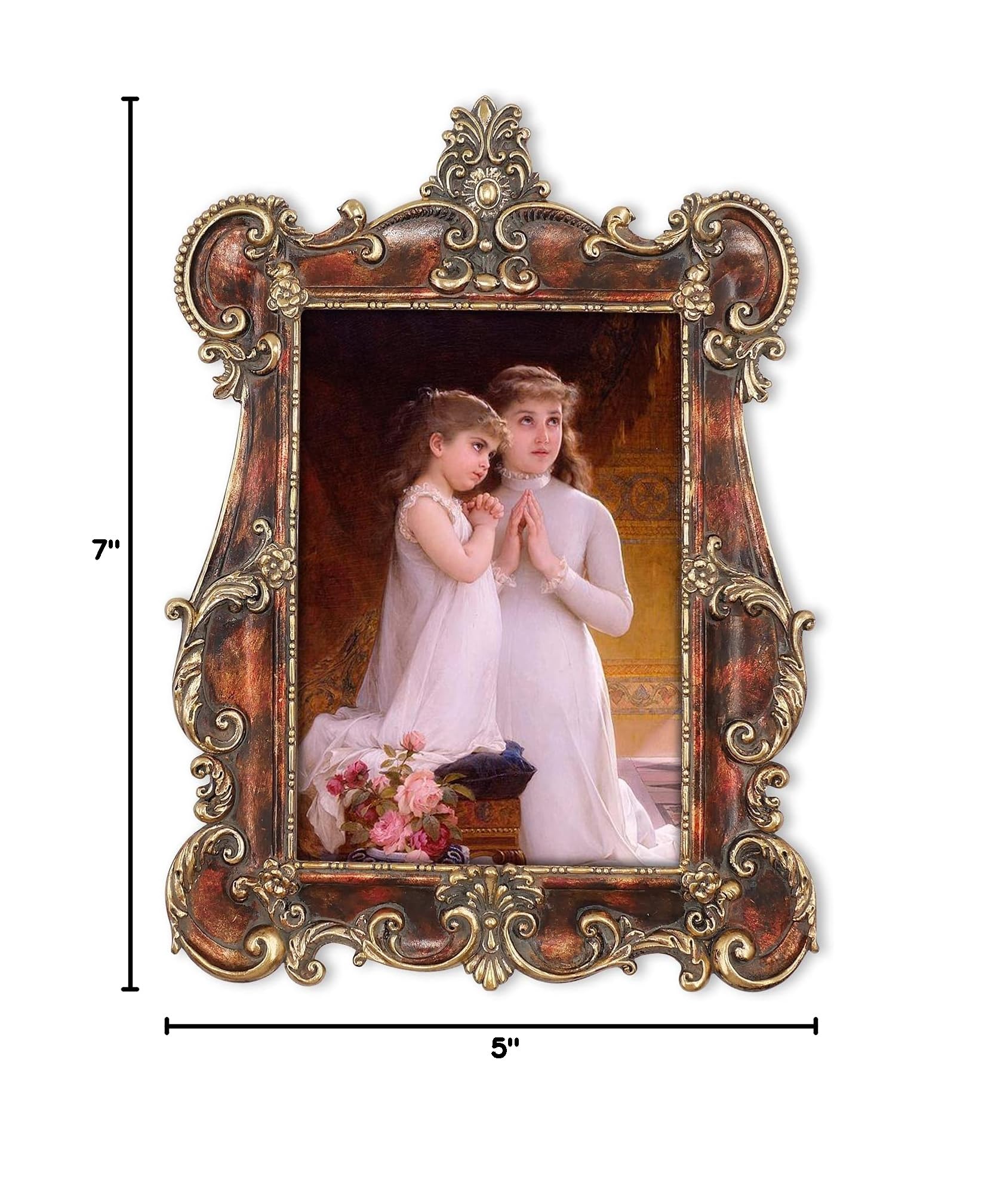 Victorian Style 5x7 Picture Frames - Rustic Gold Wall & Tabletop Photo Frames with Glass - Perfect for Home Decor, Wedding Photos & Office Display