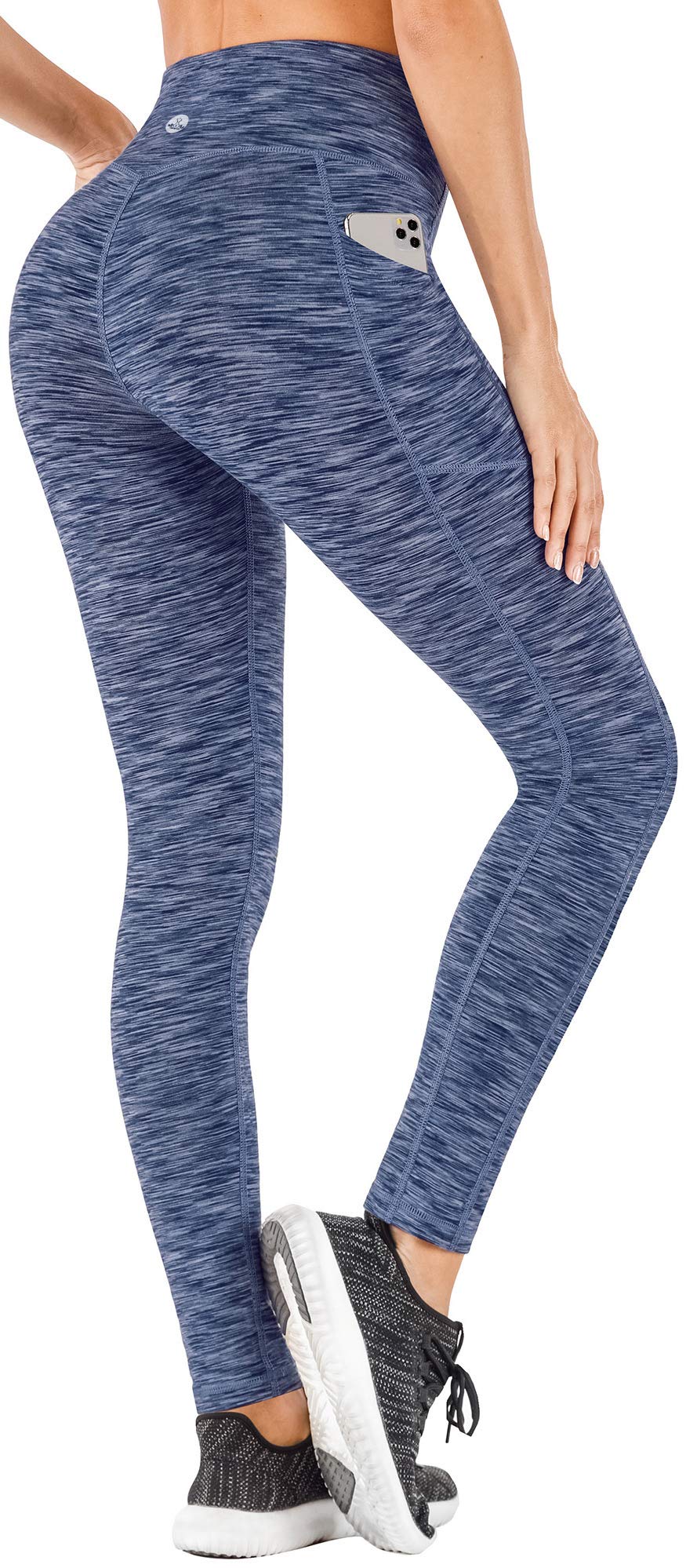 Healthyoga High Waist Yoga Pants with Pockets for Women - Tummy Control Workout Leggings for Running, Gym & Lounge Wear