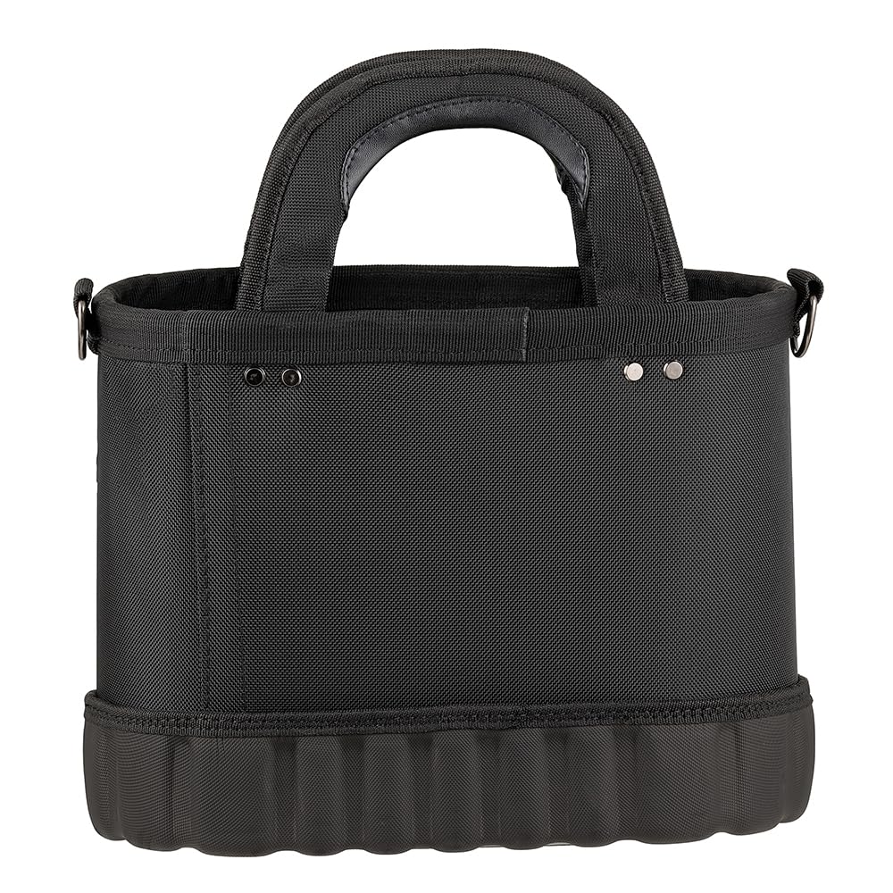 Bucket Boss Pro Oval Tool Tote 14 - Professional Series Tool Bag (74014) Black - Durable Construction Tool Organizer for Electricians, Contractors & DIY Home Improvement Projects