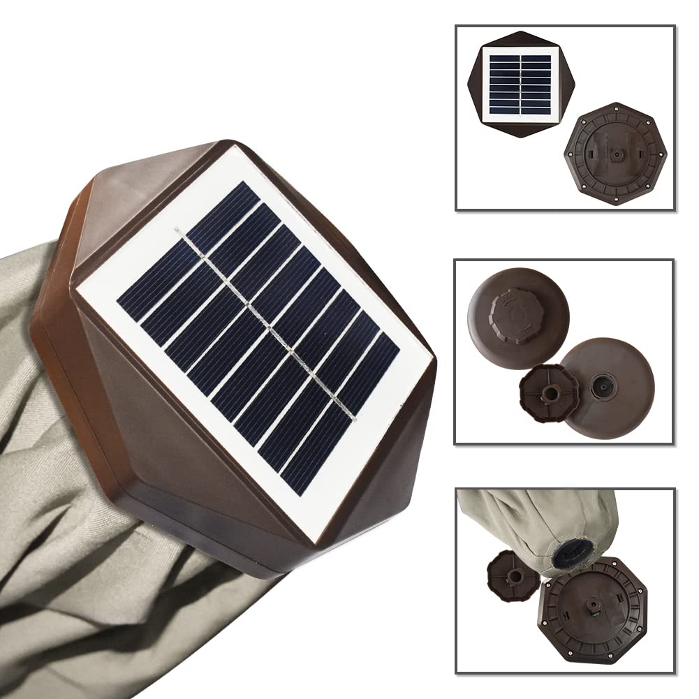 EliteShade 10-Year Fade-Resistant 9ft Solar LED Patio Umbrella with 80 Lights & Ventilation - Antique Beige Outdoor Market Umbrella for Garden, Poolside, Restaurant & Backyard Dining