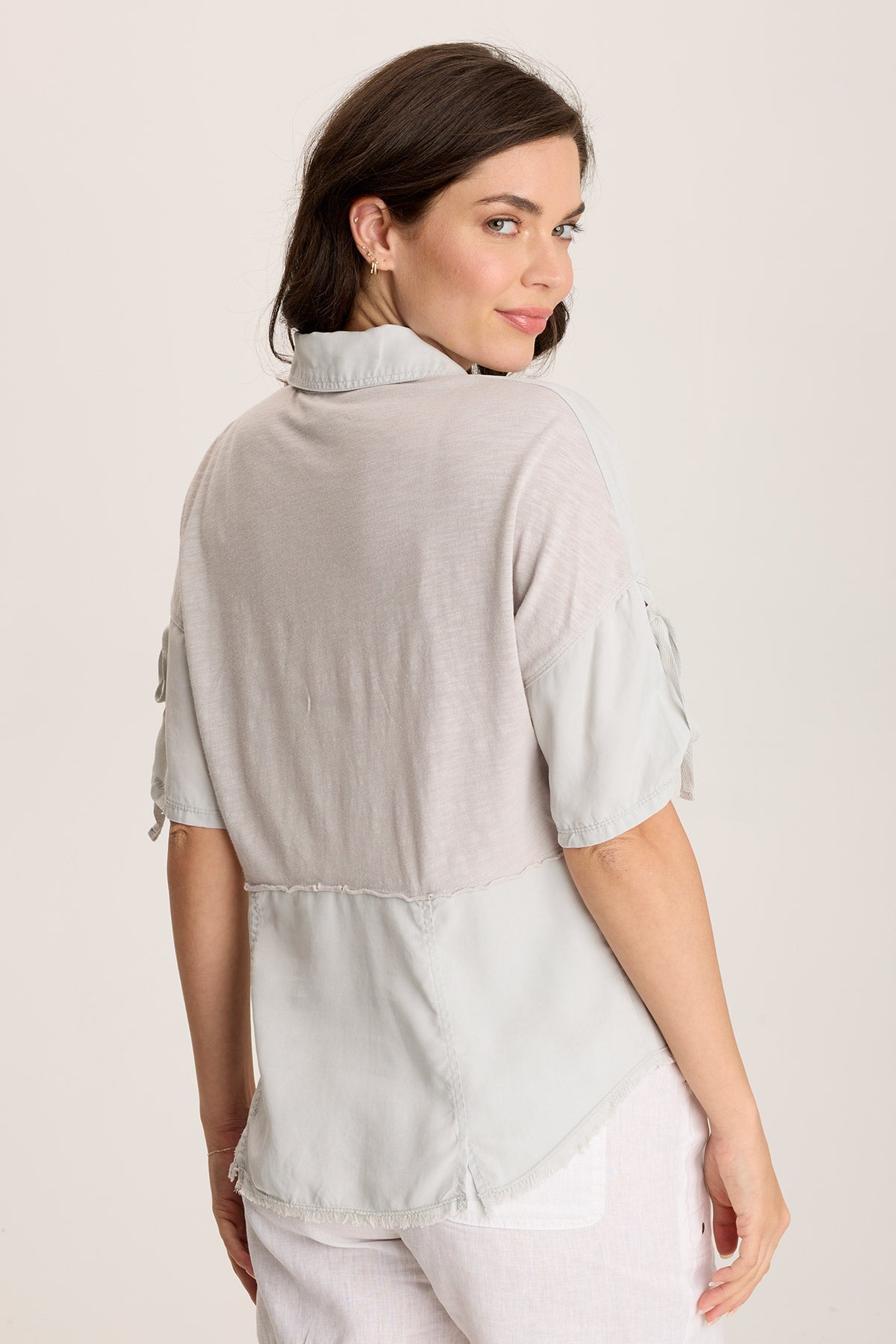 Vinton Twill Jersey Button Up Collared Shirt for Women - Casual & Office Wear - Comfortable Stretch Fabric for Everyday Style