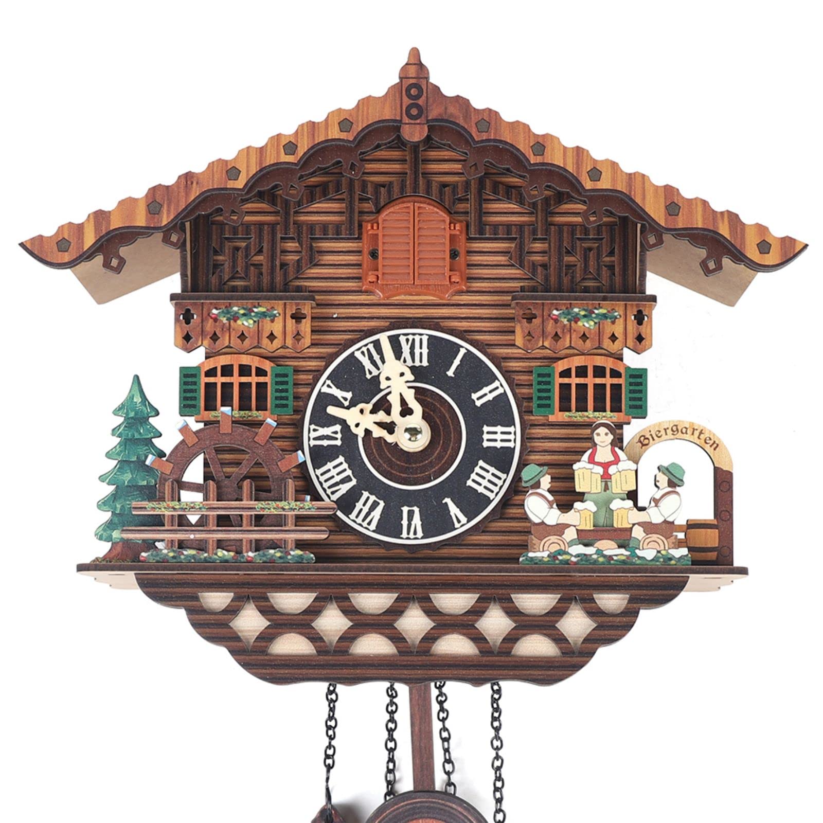Eapmic Quartz Chalet Black Forest House Clock - Antique Handcrafted Wooden Pendulum Wall Clock with Swing Mechanism for Home & Office Decor | Perfect for Living Room, Bedroom, Kitchen & Cabin Style Interiors