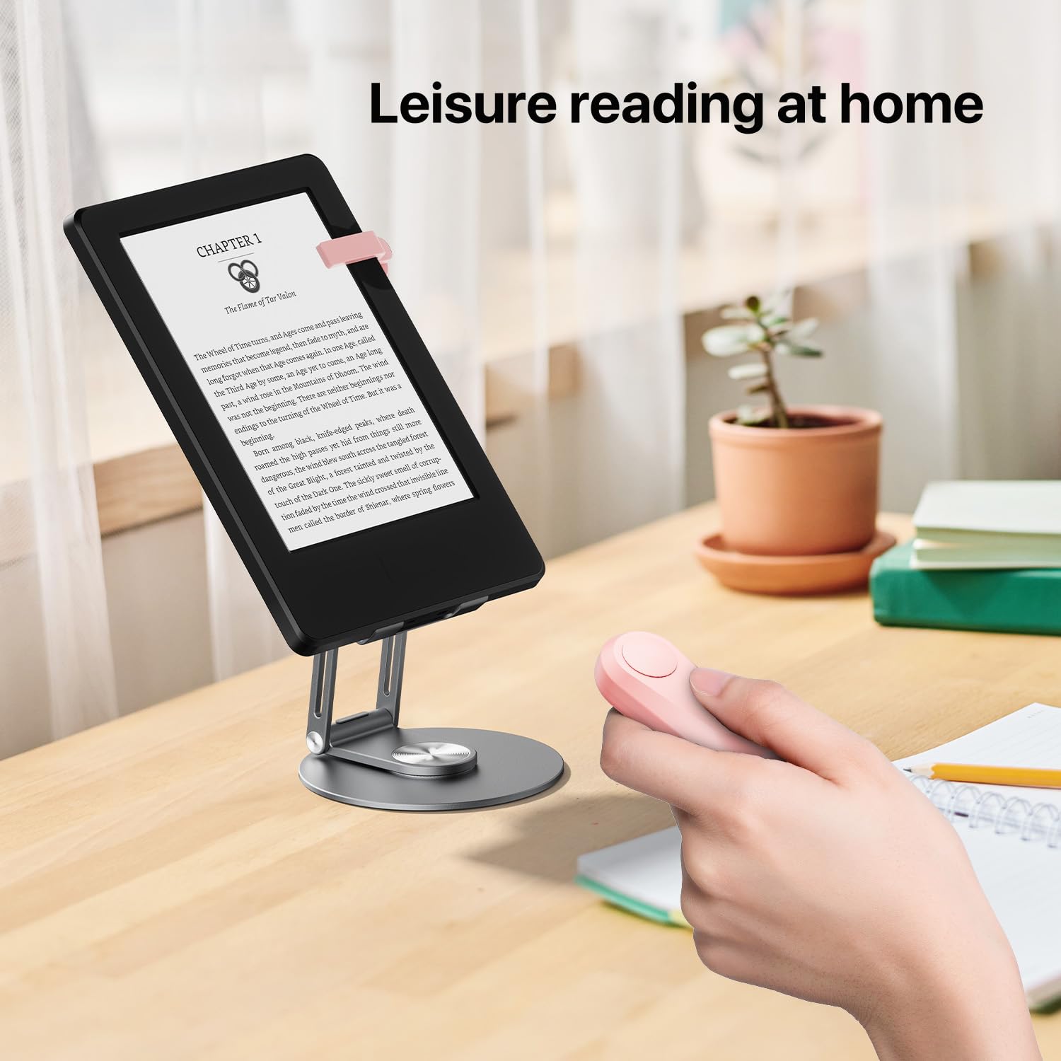 Wireless RF Remote Control Page Turner for Kindle Paperwhite/Oasis, Kobo eReaders - Compatible with iPad Tablets for Reading Novels & Comics - Camera Shutter Remote for Video Recording (Pink) - Perfect for Hands-Free Reading, Online Learning & Content Creation