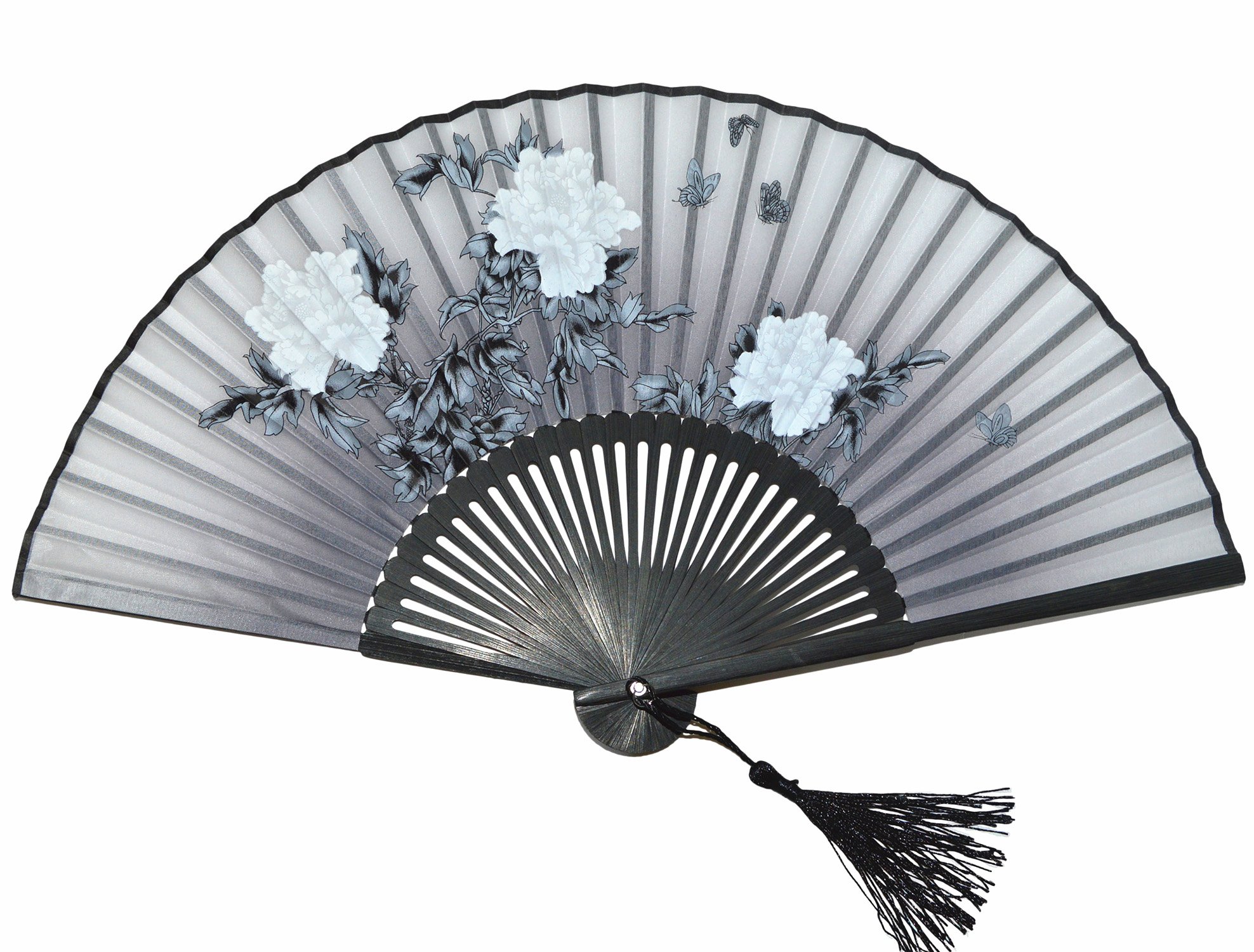 Handmade Silk Bamboo Folding Fan with Pouch & Gift Box - Elegant Peony Pattern Wedding Party Gift for Women & Girls | Perfect for Weddings, Bridal Showers, Cultural Events & Home Decor