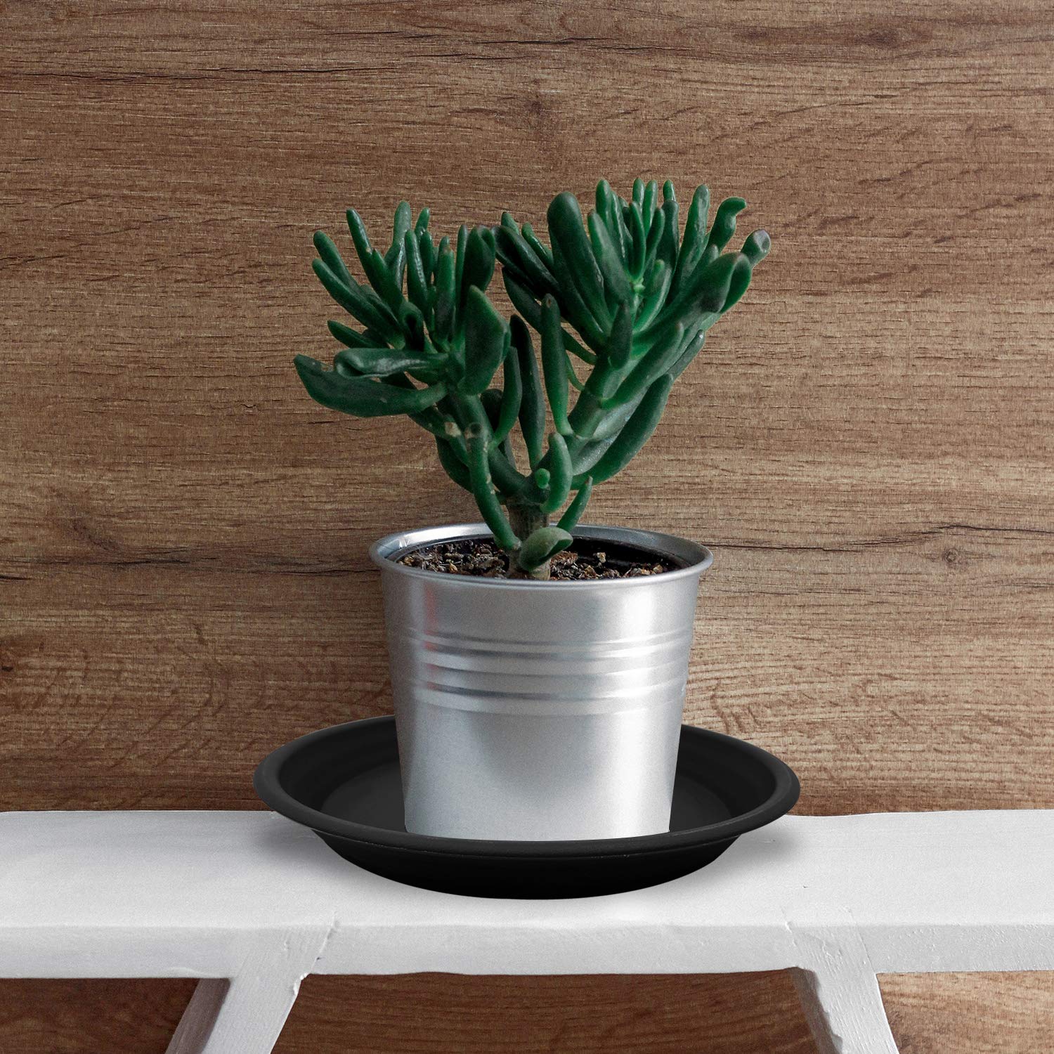 JOYSEUS 12 Inch Plant Saucer - 4 Pack Heavy Duty Plastic Plant Trays for Indoor & Outdoor Pots - Durable Water Catcher for Garden, Patio, and Home Decor