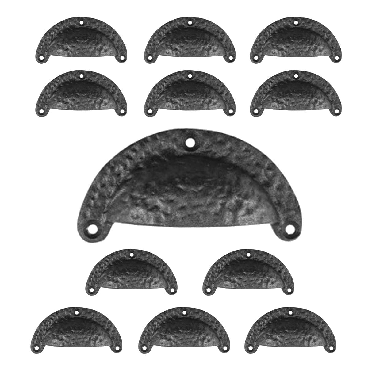 Black Wrought Iron Cabinet Knobs & Drawer Pulls - 3.5 Inch Cabinet Handles with Mounting Hardware (Pack of 12) - Perfect for Kitchen Cabinets, Bathroom Vanities & Furniture Upgrades